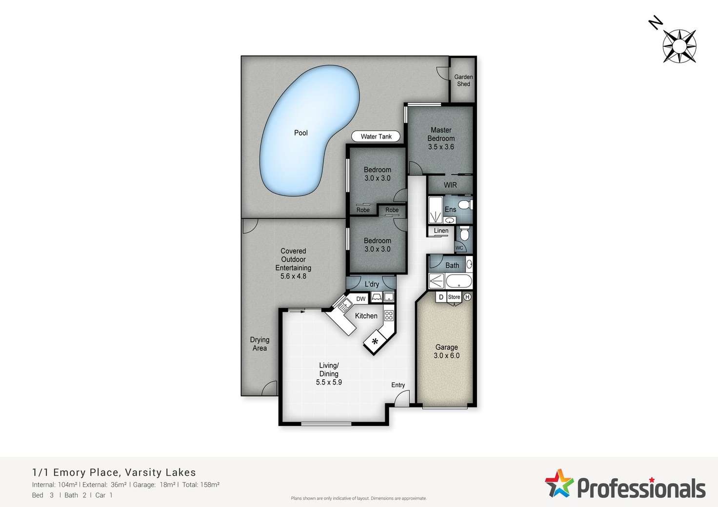 Floorplan of Homely semiDetached listing, 1/1 Emory Place, Varsity Lakes QLD 4227