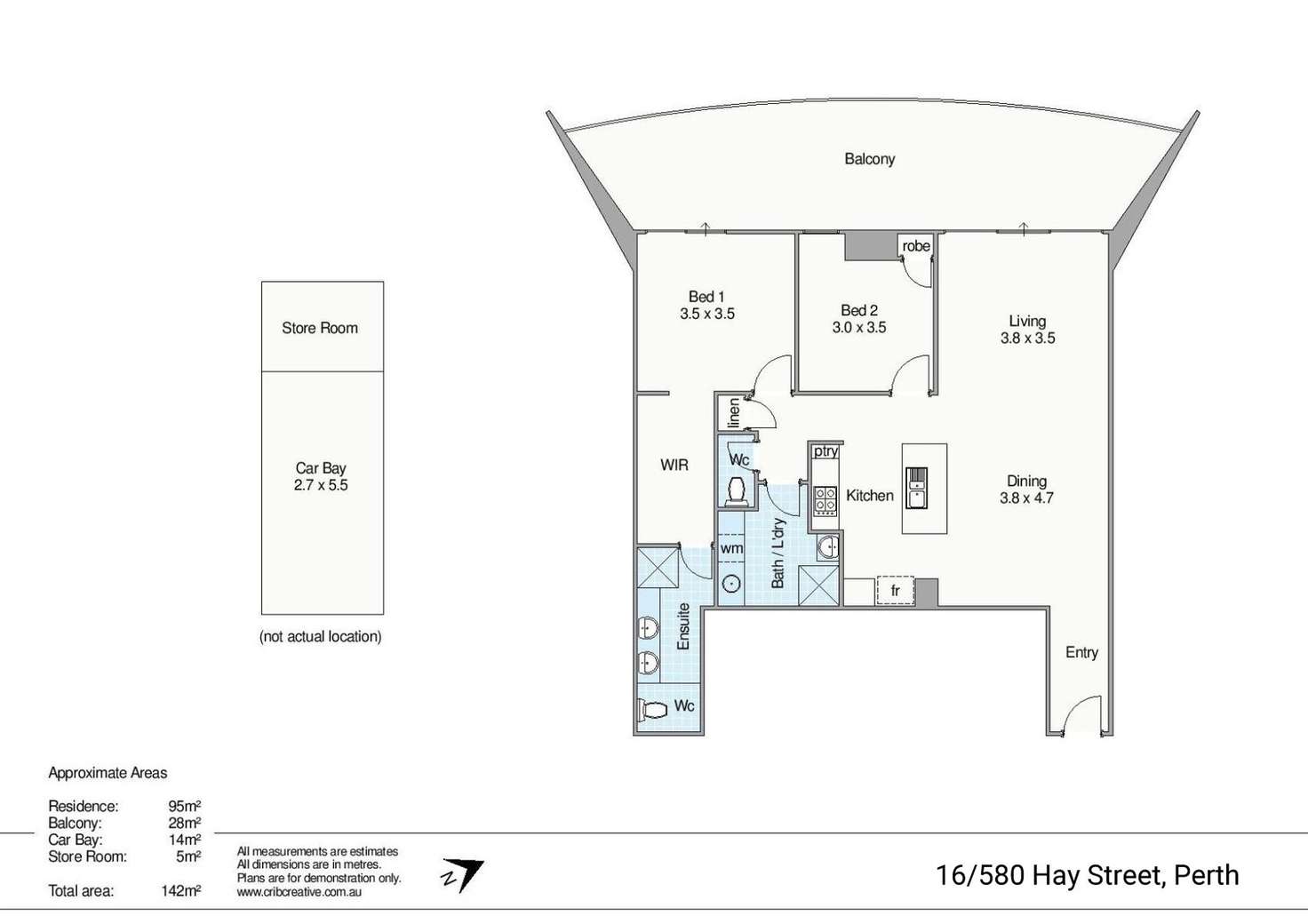 Floorplan of Homely apartment listing, 16/580 Hay Street, Perth WA 6000