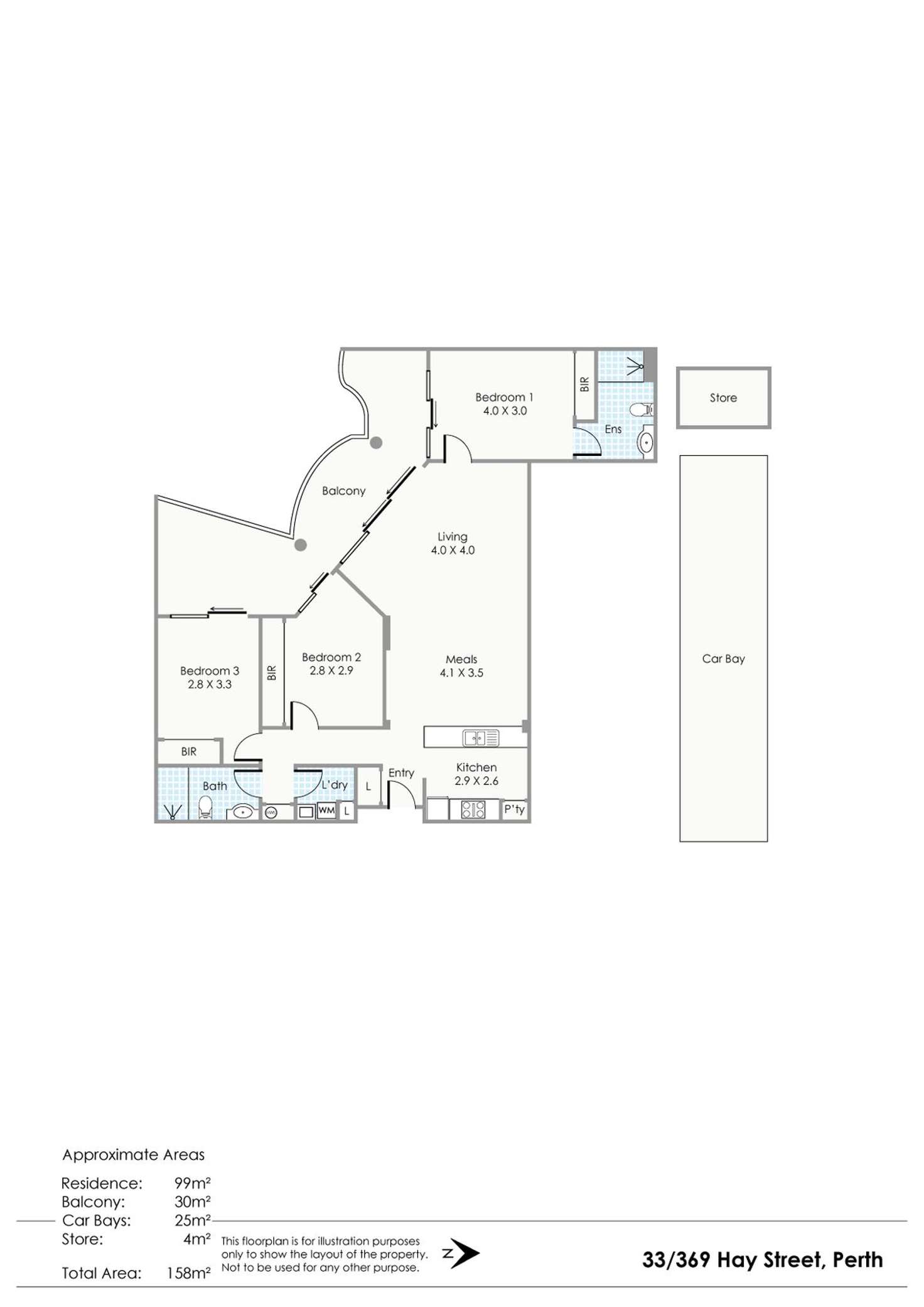 Floorplan of Homely apartment listing, 33/369 Hay Street, Perth WA 6000