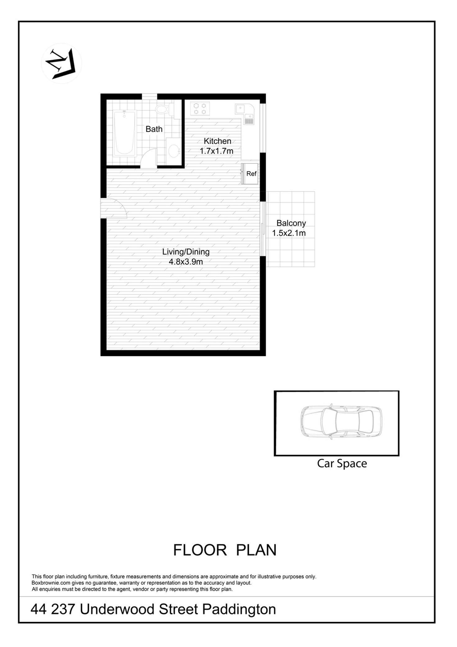 Floorplan of Homely apartment listing, 44/237 Underwood Street, Paddington NSW 2021