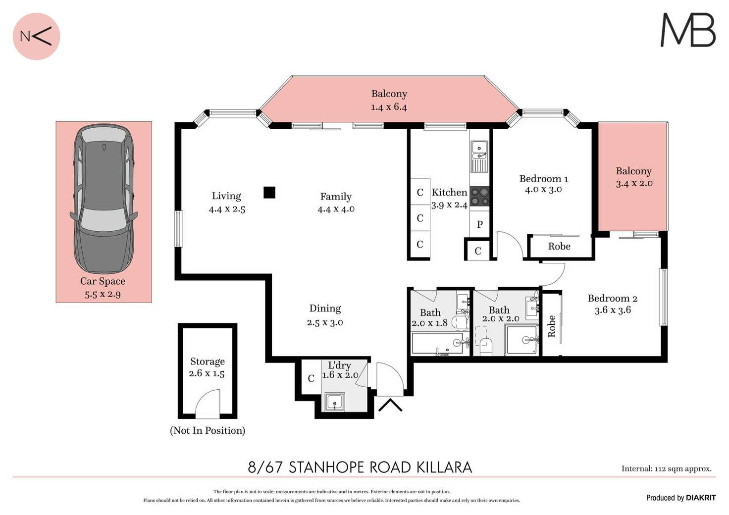 Floorplan of Homely apartment listing, 8/67 Stanhope Road, Killara NSW 2071