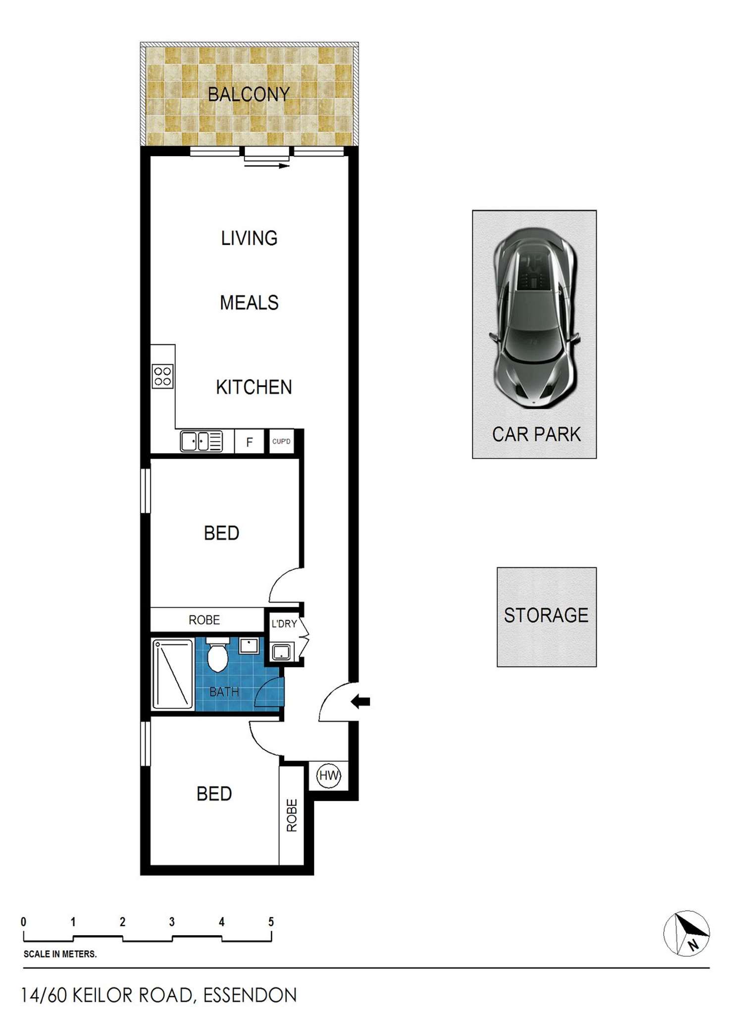 Floorplan of Homely apartment listing, 14/60 Keilor Road, Essendon North VIC 3041