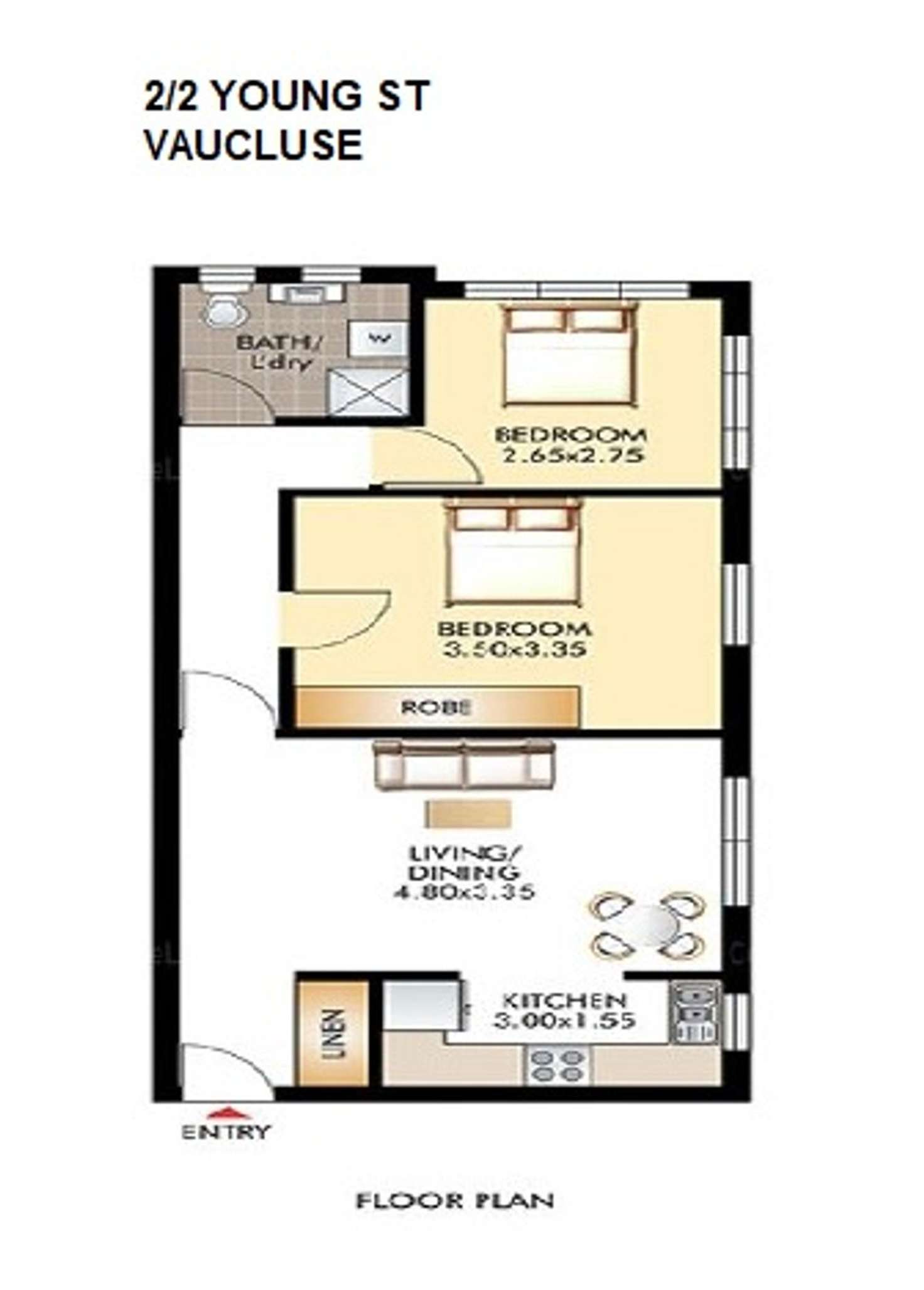 Floorplan of Homely apartment listing, 2/2 Young Street, Vaucluse NSW 2030