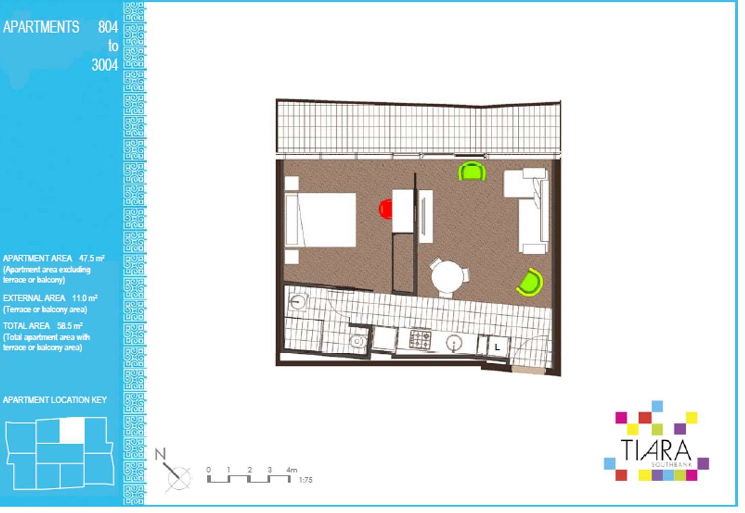 Floorplan of Homely apartment listing, 1804/46-50 Haig Street, Southbank VIC 3006