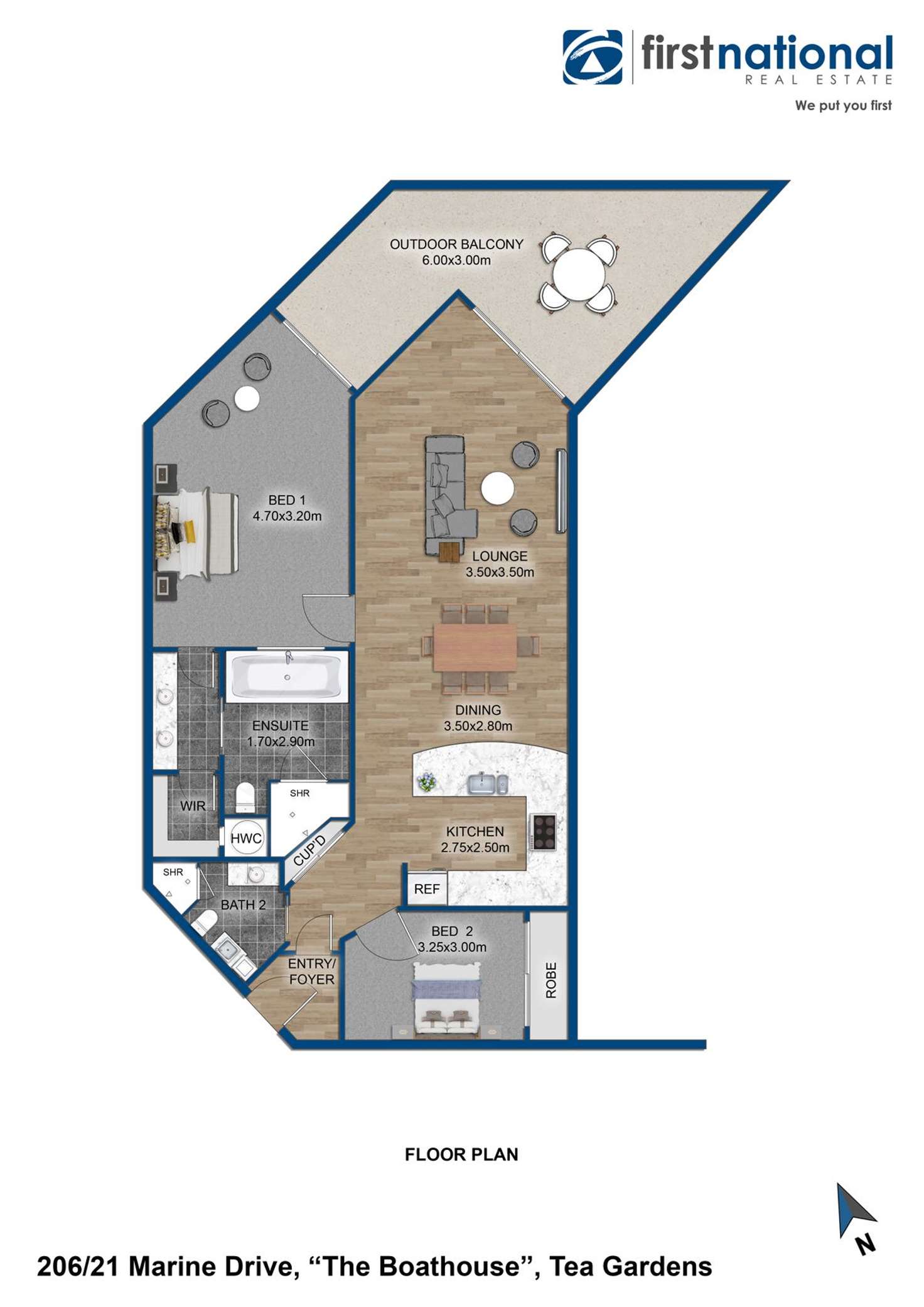 Floorplan of Homely apartment listing, 206/21-23 Marine Drive, Tea Gardens NSW 2324