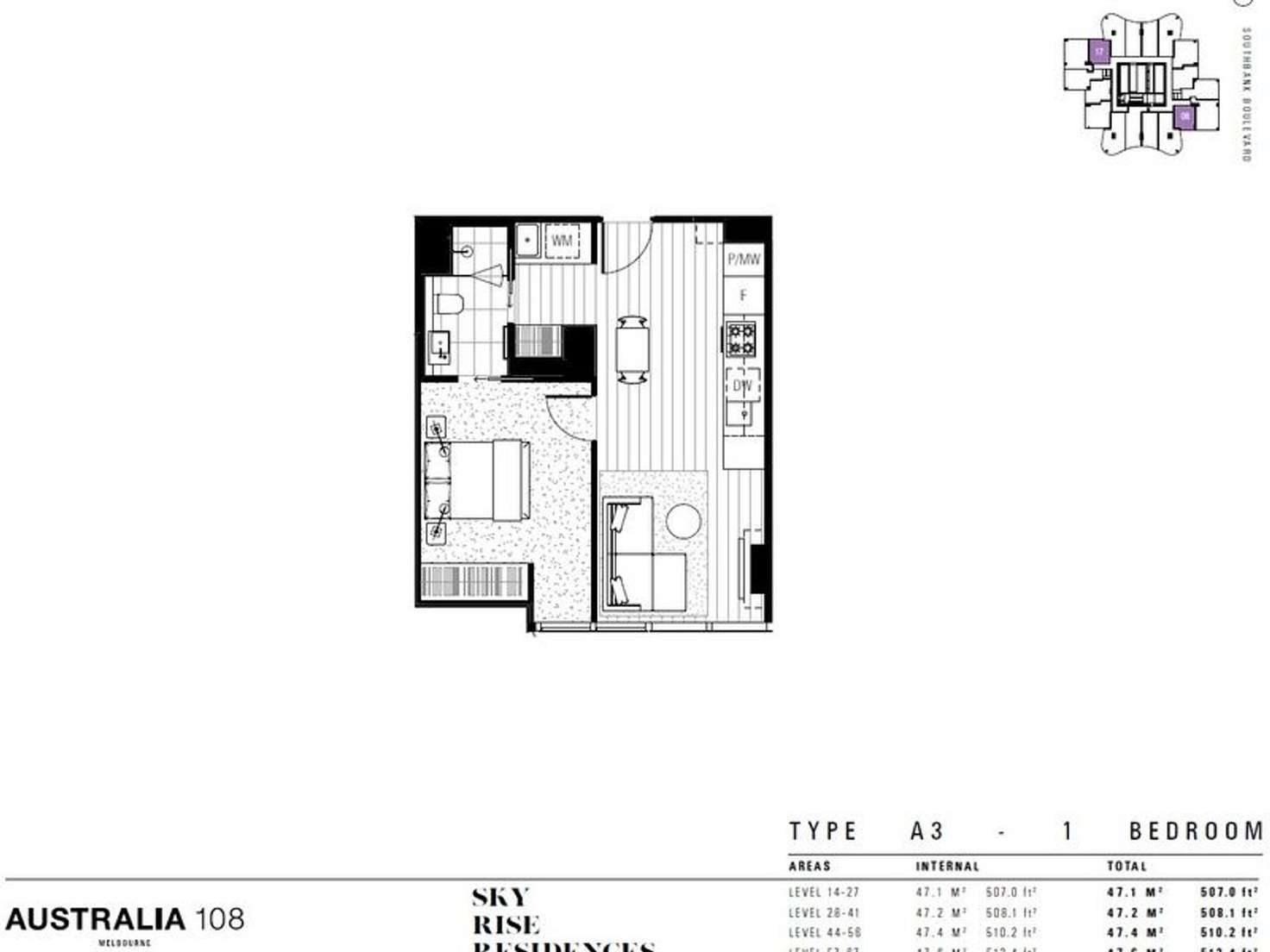 Floorplan of Homely apartment listing, 1817/70 Southbank Boulevard, Southbank VIC 3006