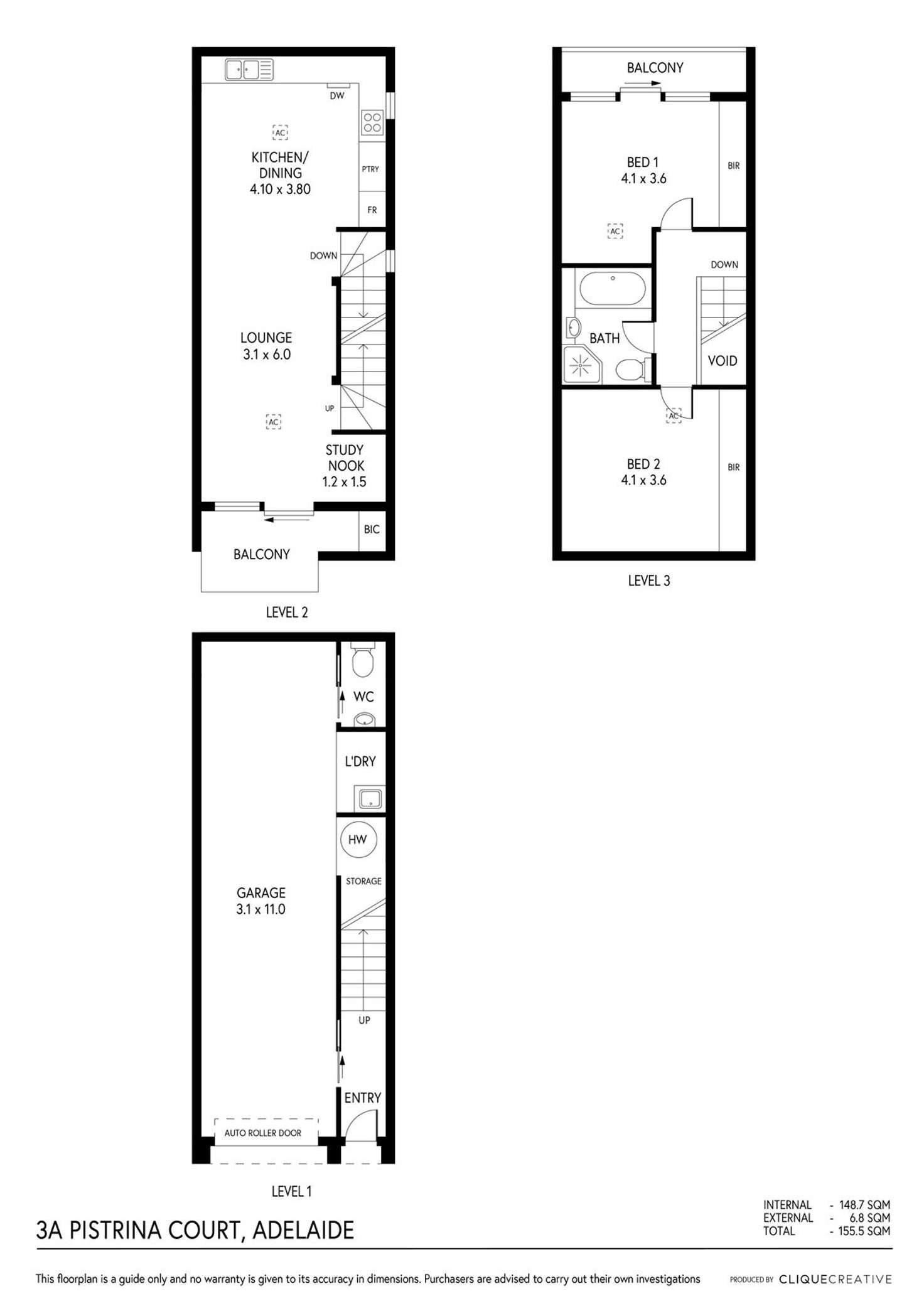 Floorplan of Homely townhouse listing, 3A Pistrina Court, Adelaide SA 5000