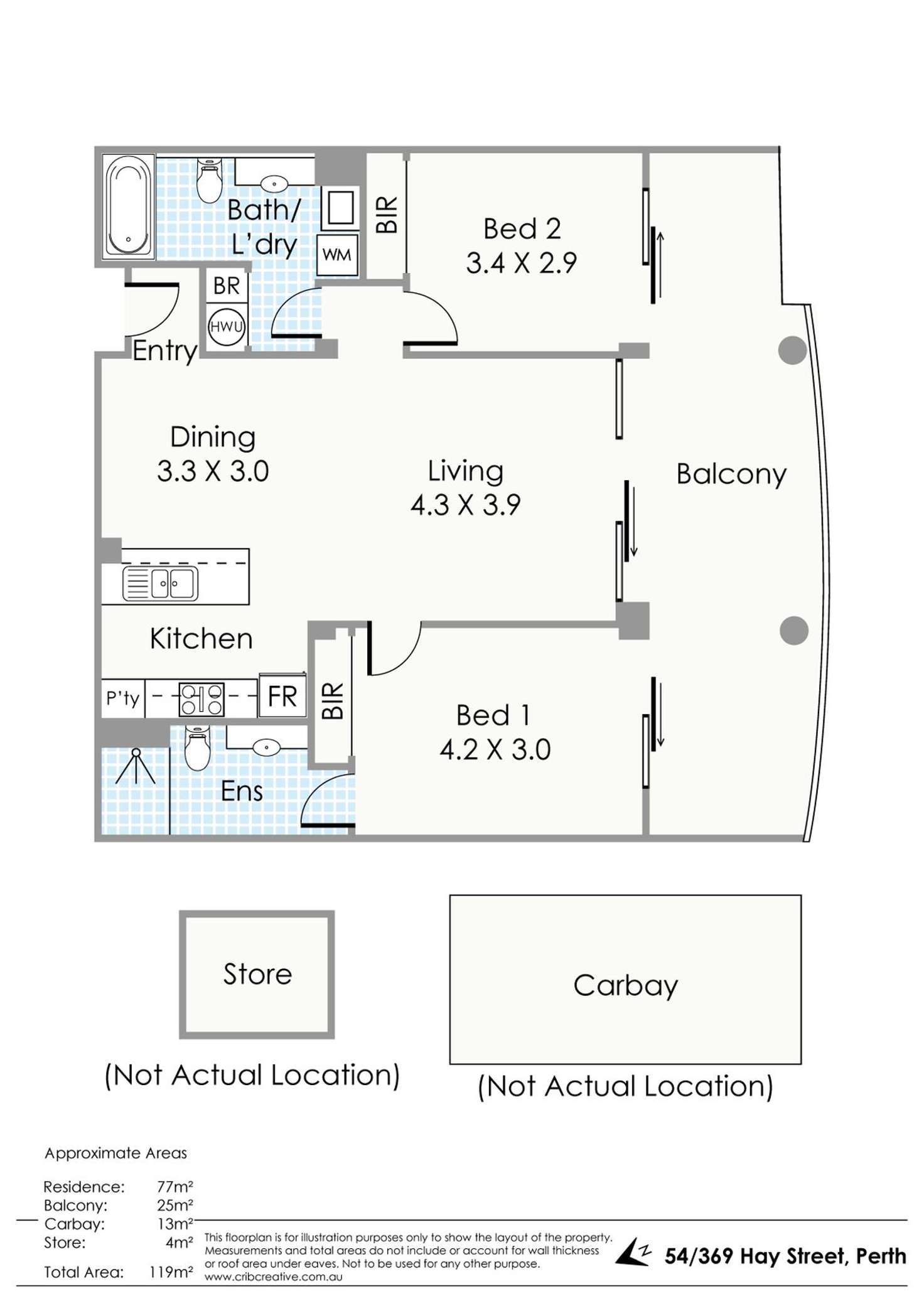 Floorplan of Homely apartment listing, 54/369 Hay Street, Perth WA 6000