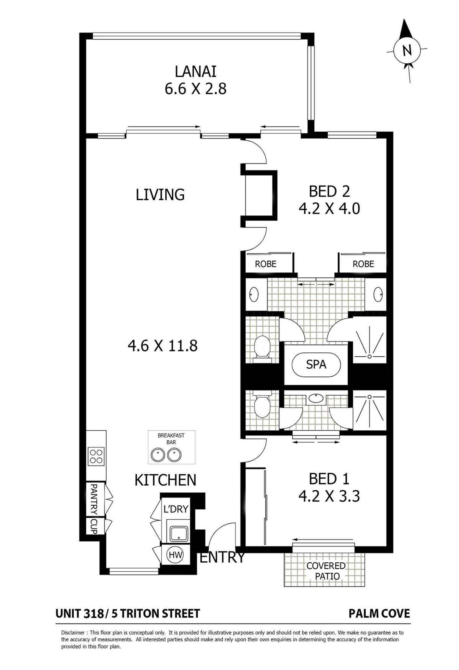 Floorplan of Homely apartment listing, 318/5 Triton Street, Palm Cove QLD 4879