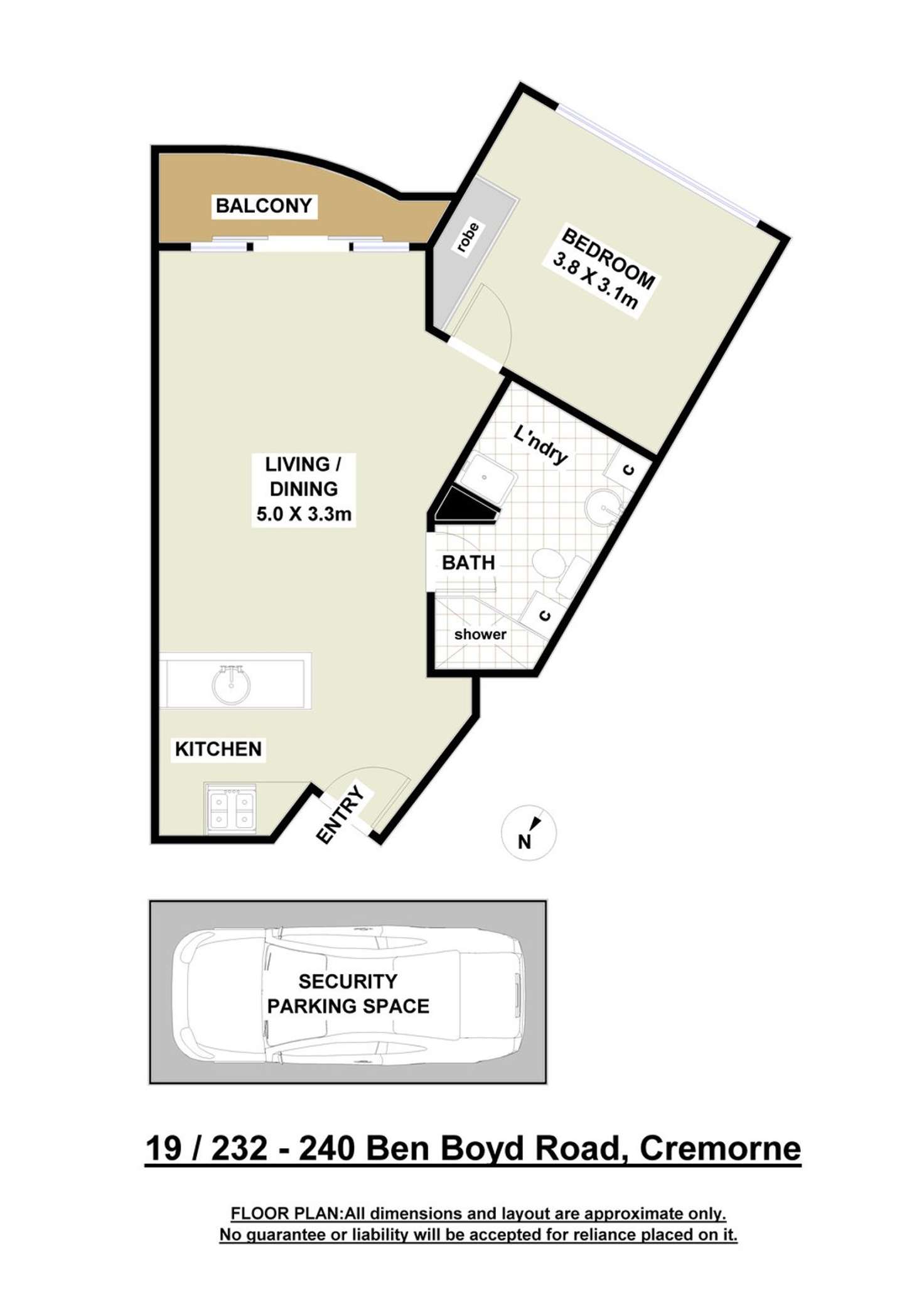 Floorplan of Homely apartment listing, 19/240 Ben Boyd Road, Cremorne NSW 2090