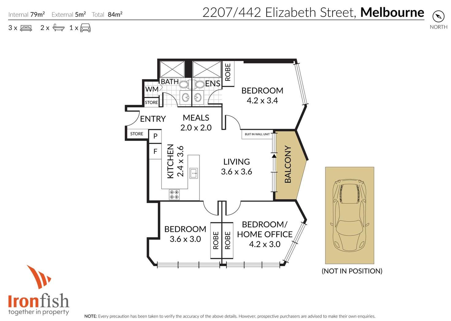 Floorplan of Homely apartment listing, 2207/442 Elizabeth Street, Melbourne VIC 3000