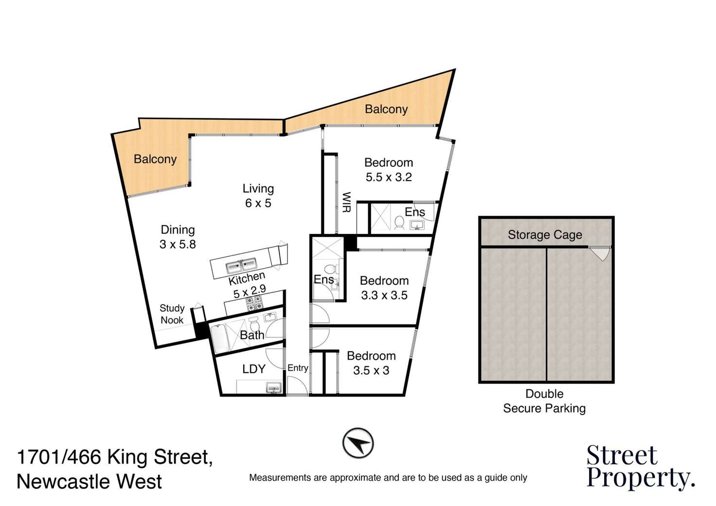 Floorplan of Homely apartment listing, 1701/466 King Street, Newcastle West NSW 2302