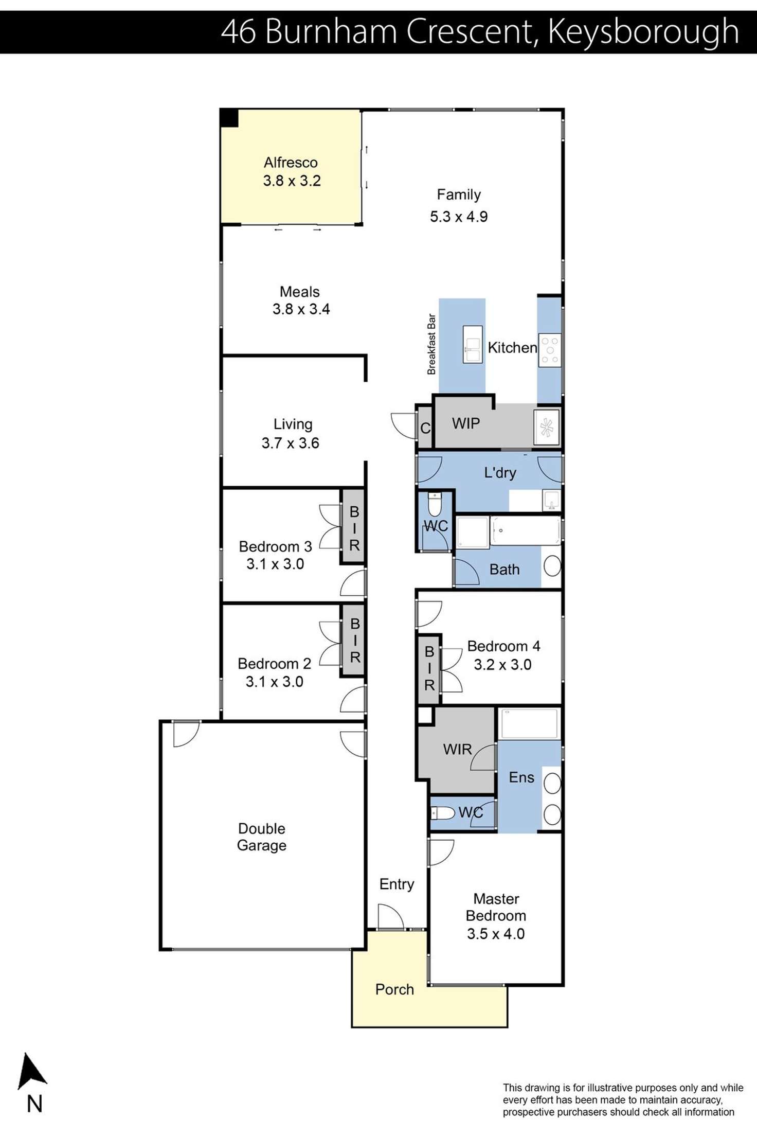 Floorplan of Homely house listing, 46 Burnham Crescent, Keysborough VIC 3173