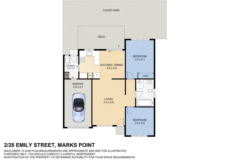 Floorplan of Homely townhouse listing, 2/28 Emily Street, Marks Point NSW 2280