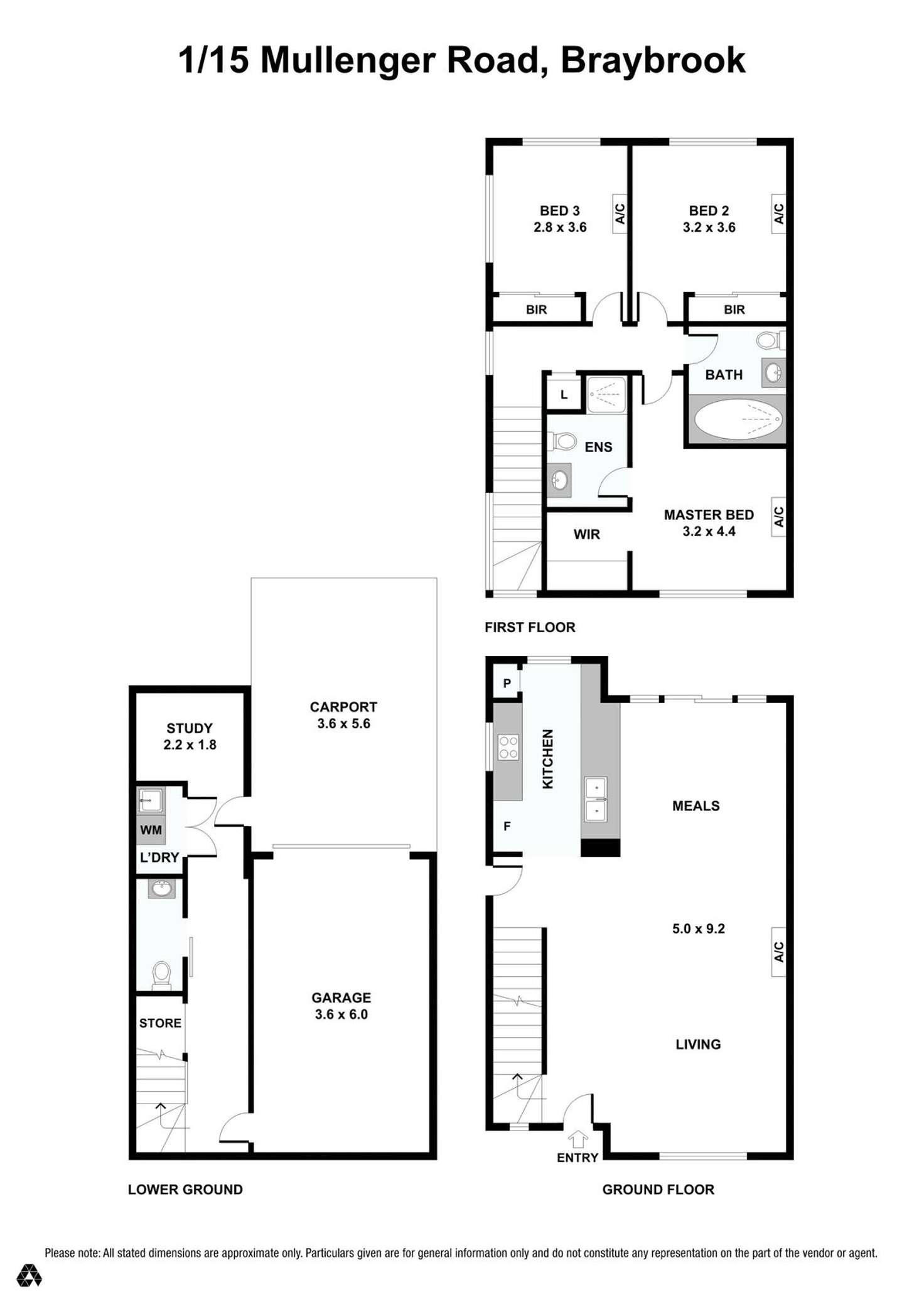 Floorplan of Homely townhouse listing, 1/15 Mullenger Road, Braybrook VIC 3019