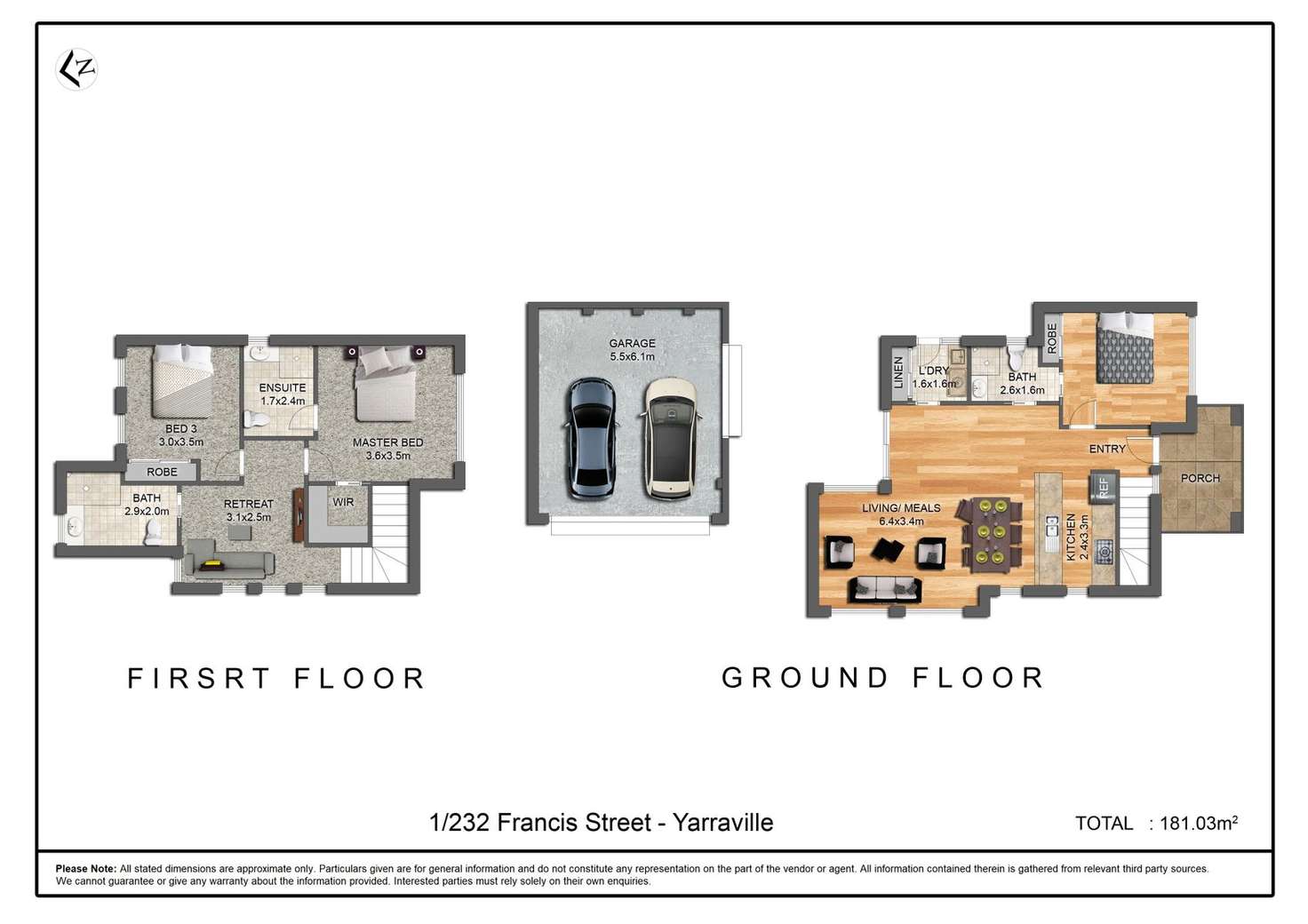 Floorplan of Homely townhouse listing, 1/232 Francis Street, Yarraville VIC 3013