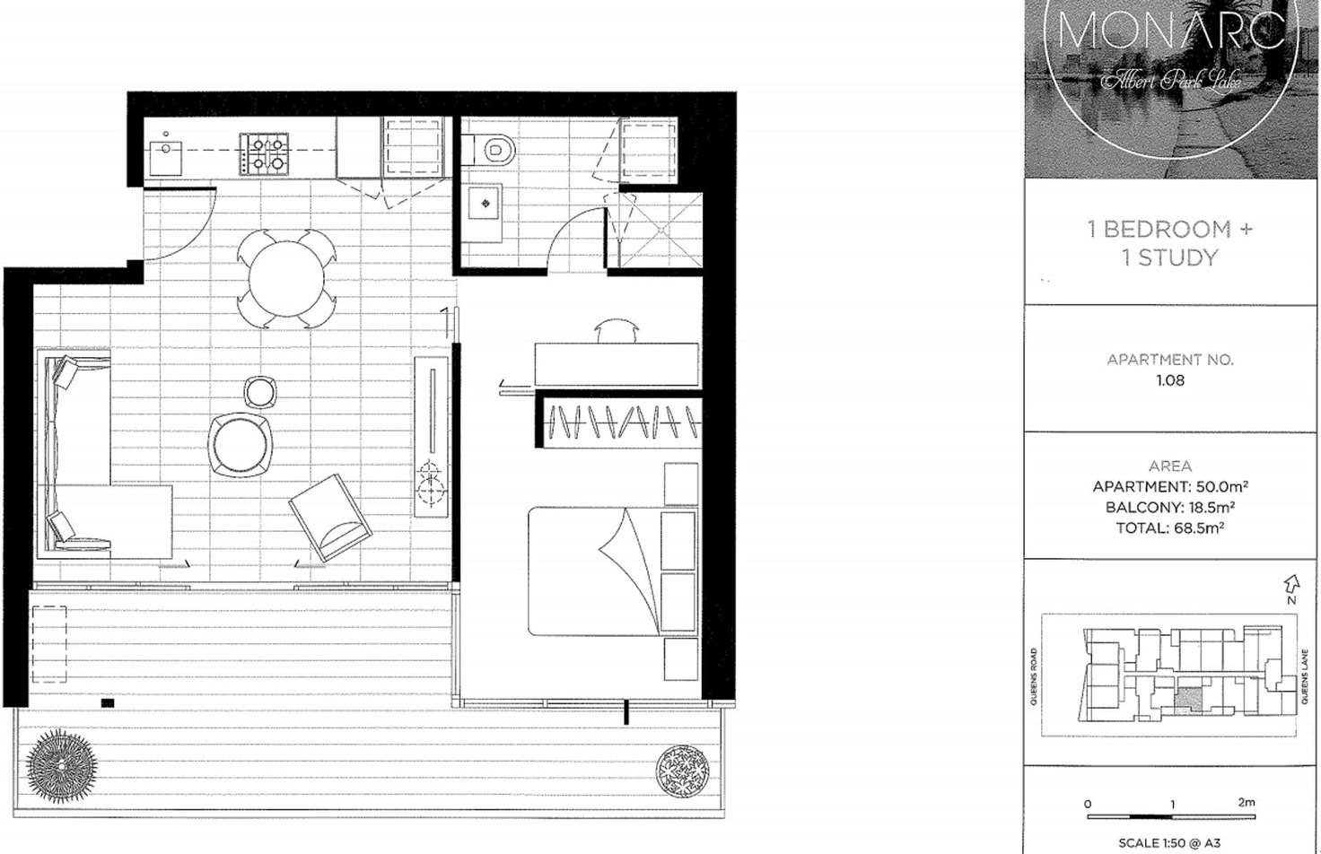 Floorplan of Homely apartment listing, 108/74 Queens Road, Melbourne VIC 3004