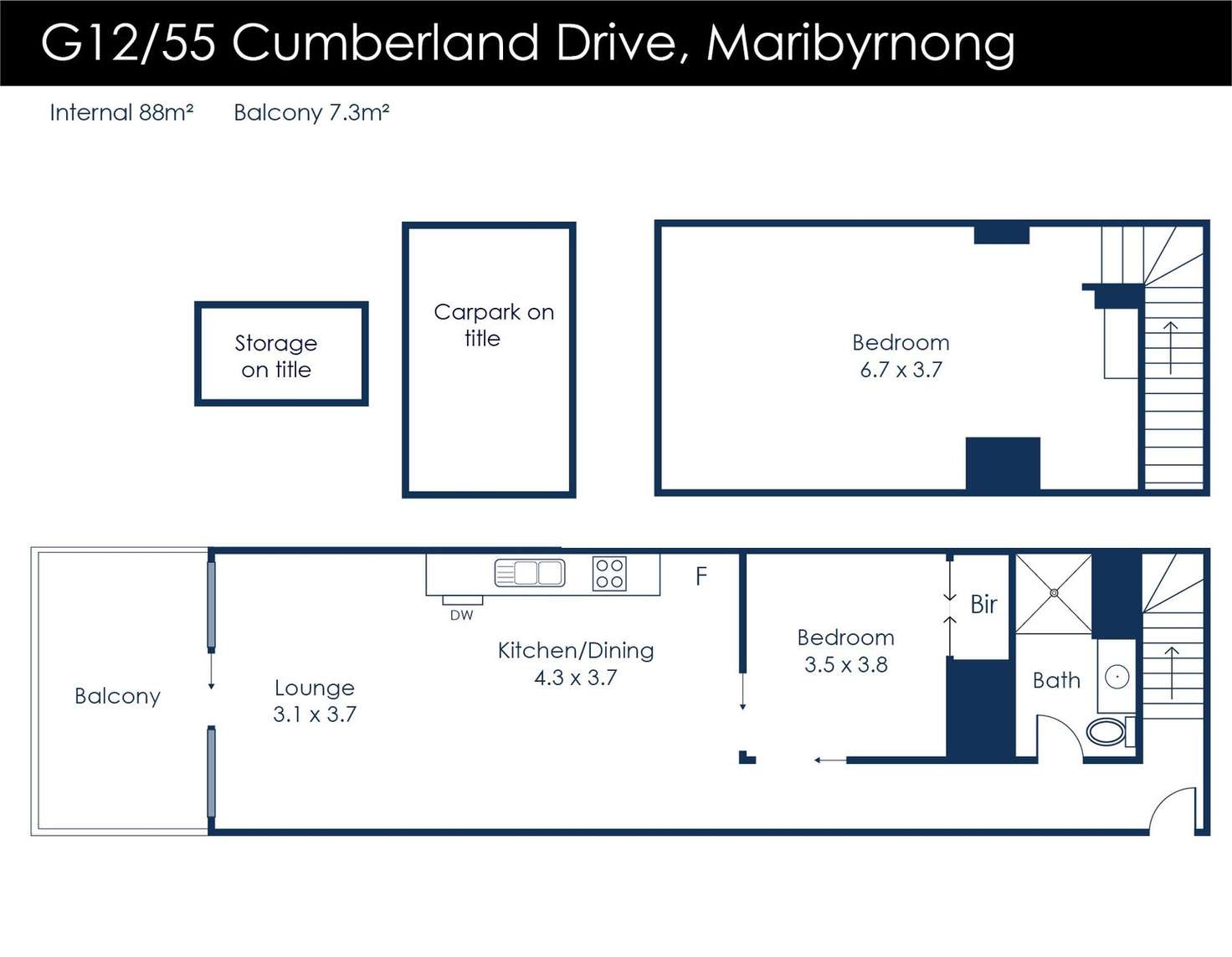 Floorplan of Homely apartment listing, 12/55 Cumberland Drive, Maribyrnong VIC 3032