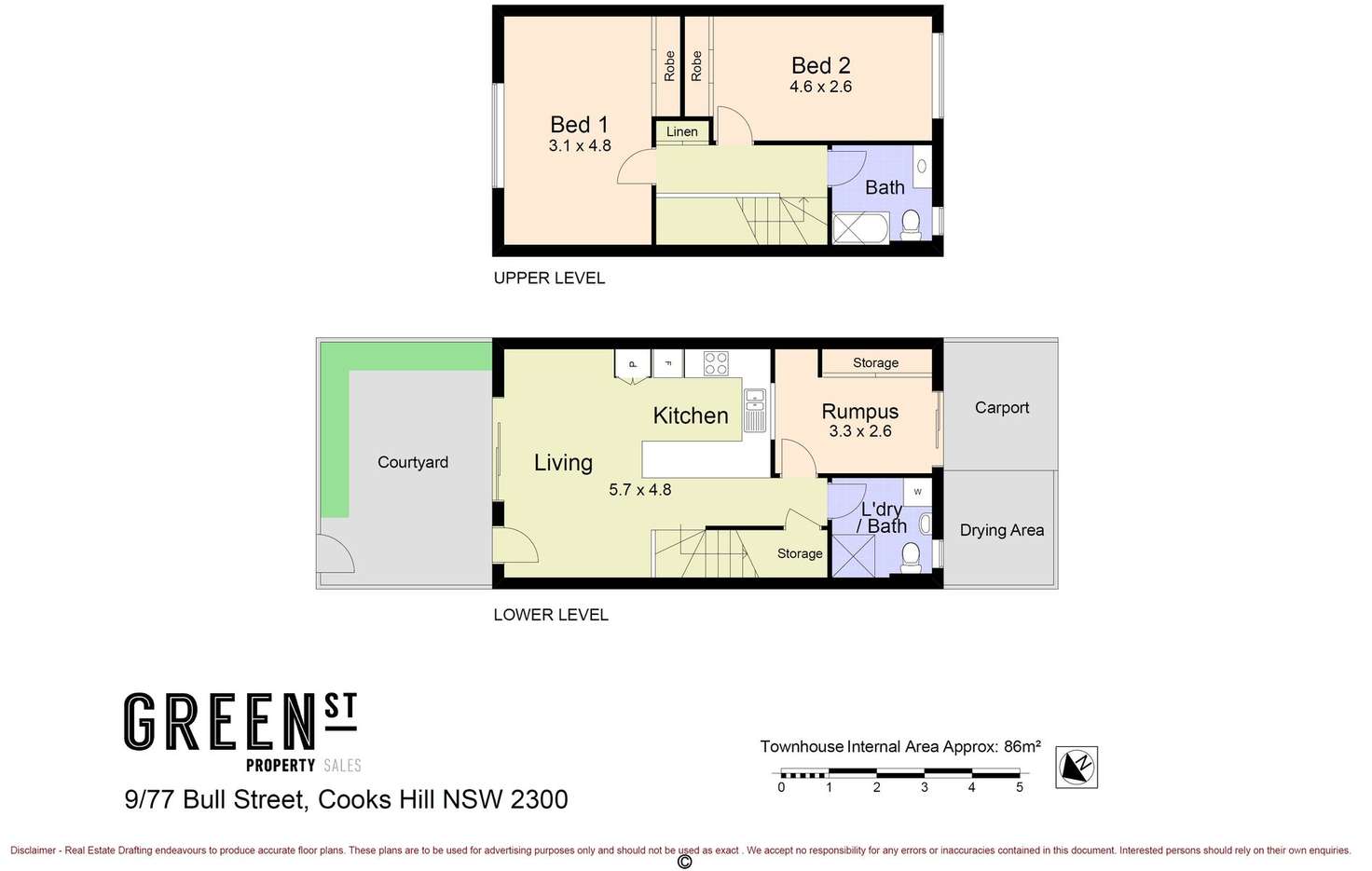 Floorplan of Homely townhouse listing, 9/77 Bull Street, Cooks Hill NSW 2300