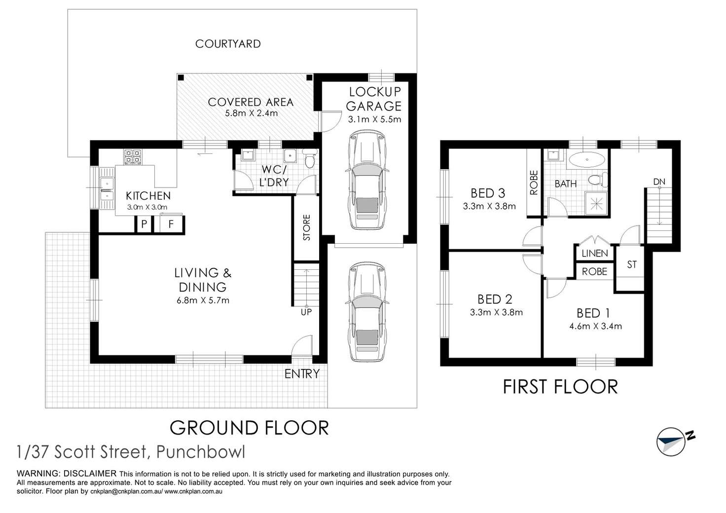 Floorplan of Homely townhouse listing, 1/37 Scott Street, Punchbowl NSW 2196