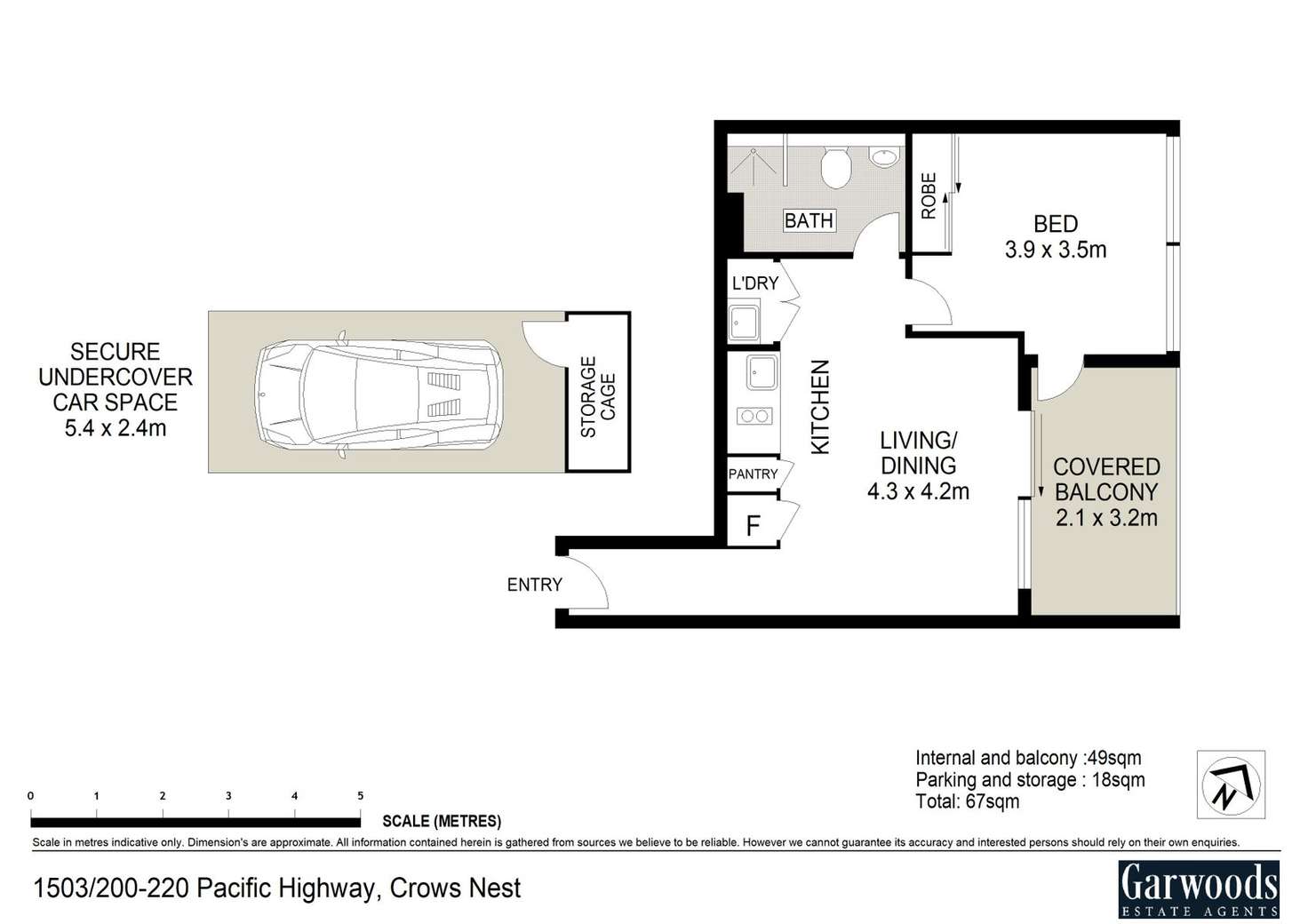 Floorplan of Homely apartment listing, 1503/220 Pacific Highway, Crows Nest NSW 2065
