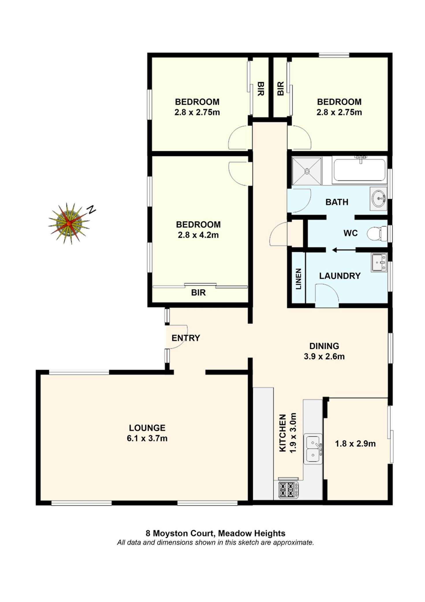 Floorplan of Homely house listing, 8 Moyston Court, Meadow Heights VIC 3048