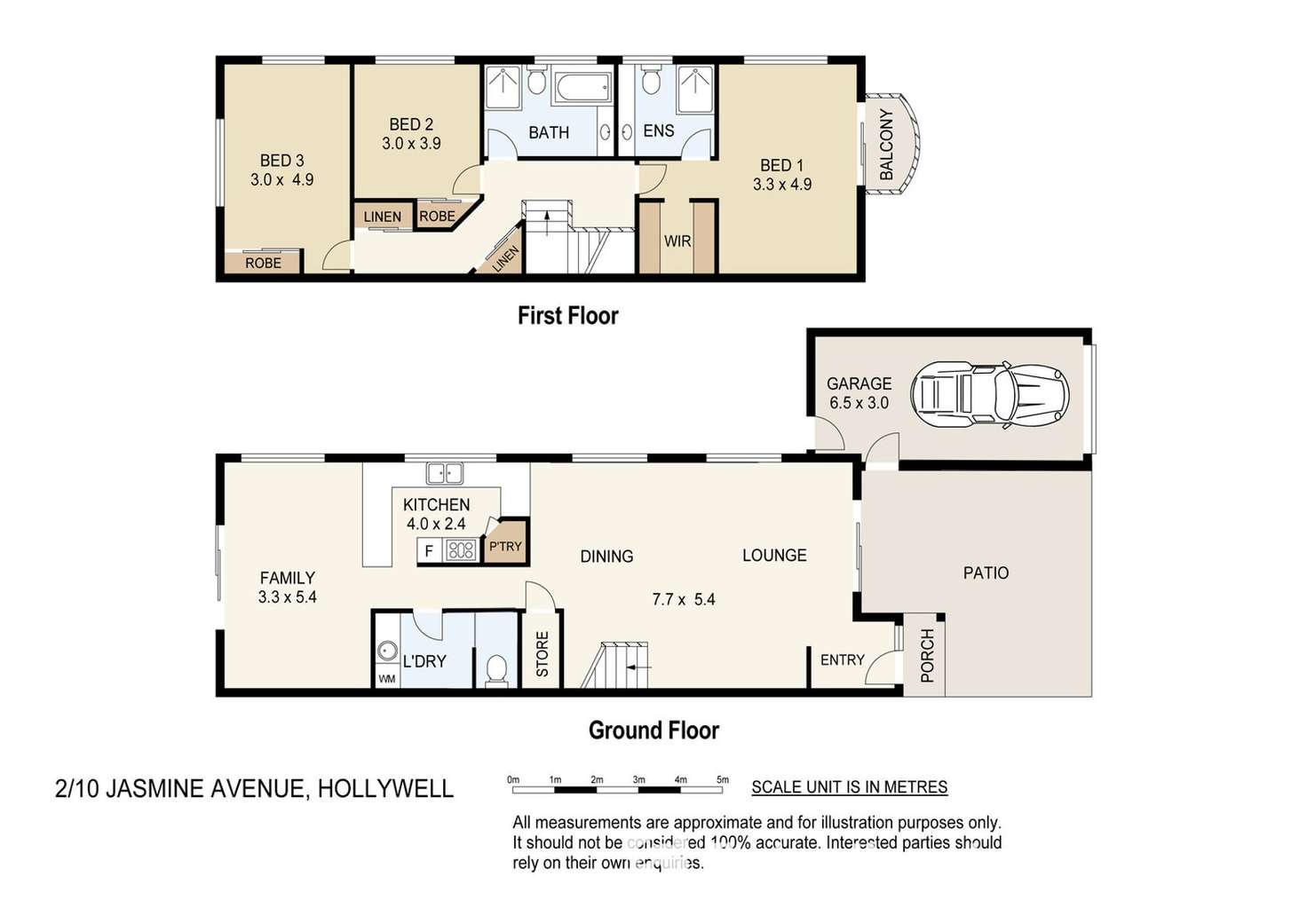 Floorplan of Homely semiDetached listing, 2/10 Jasmine Avenue, Hollywell QLD 4216