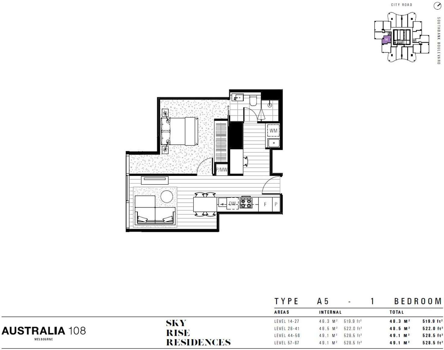 Floorplan of Homely apartment listing, 4417/70 Southbank Boulevard, Southbank VIC 3006