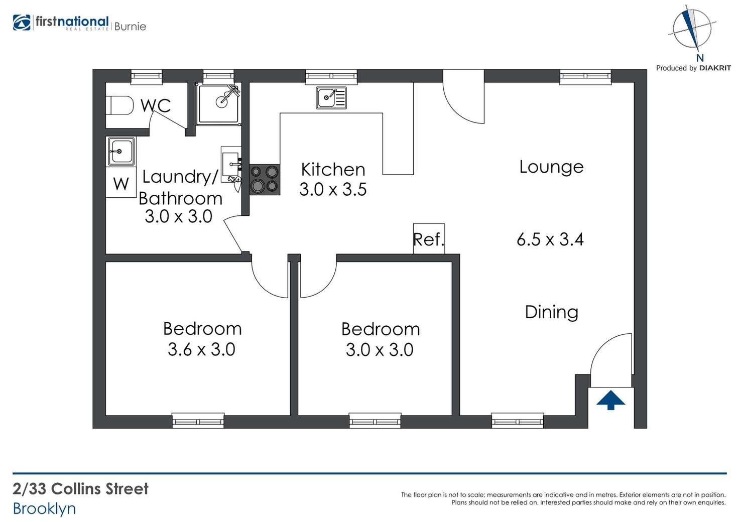 Floorplan of Homely unit listing, 2/33 Collins Street, Brooklyn TAS 7320