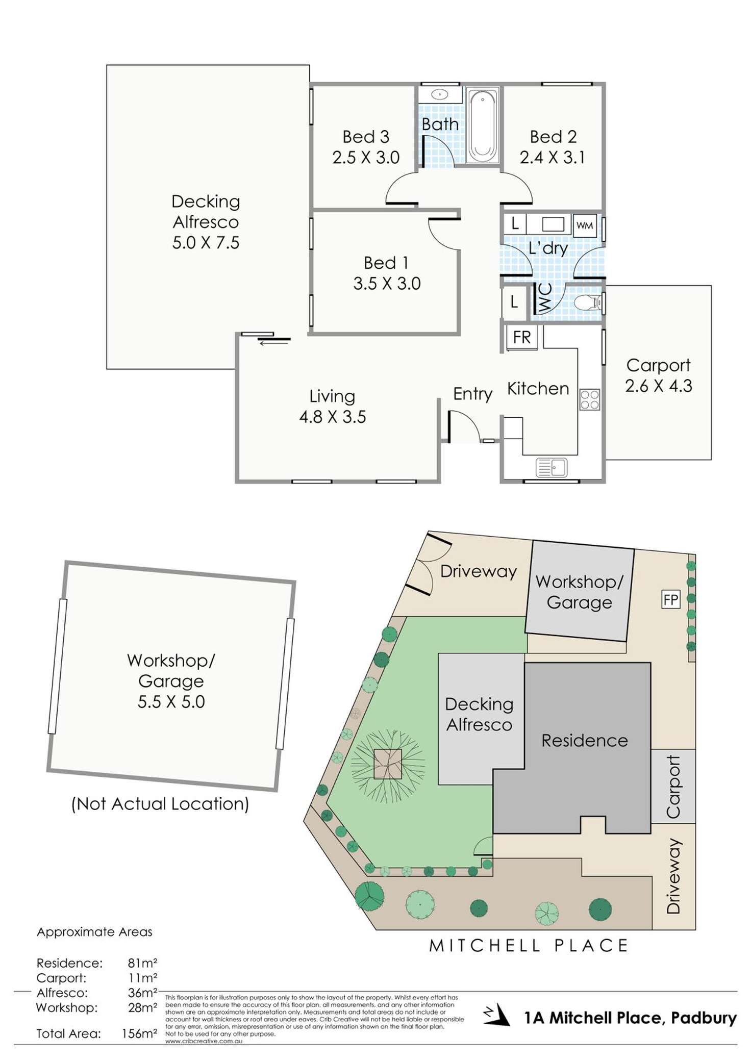 Floorplan of Homely house listing, 1A Mitchell Place, Padbury WA 6025