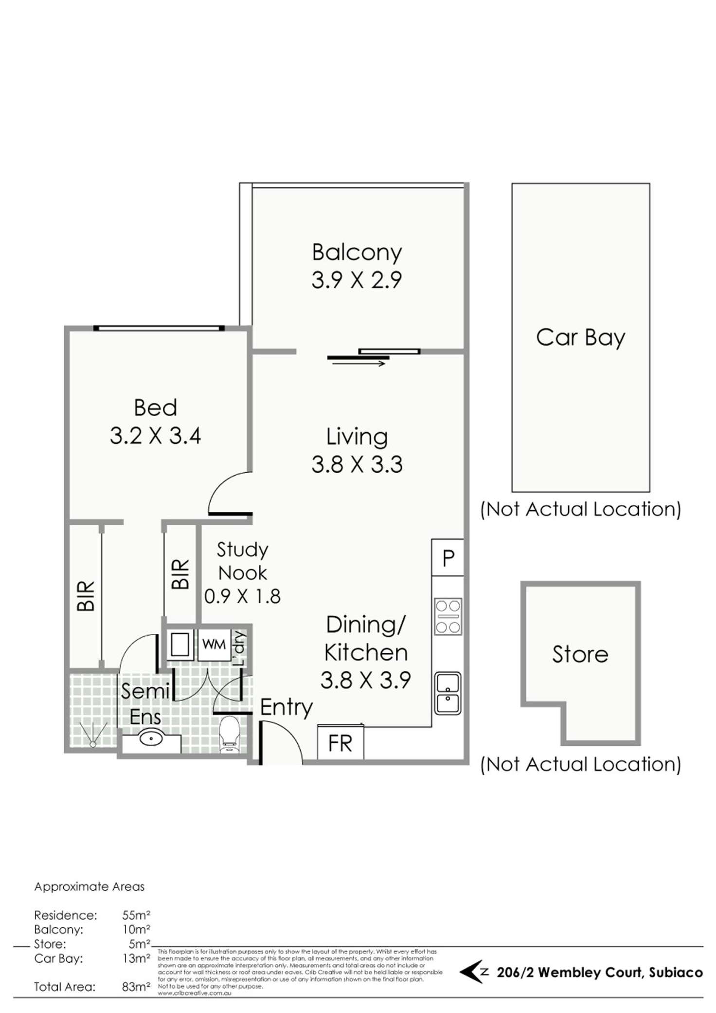 Floorplan of Homely apartment listing, 206/2 Wembley Court, Subiaco WA 6008