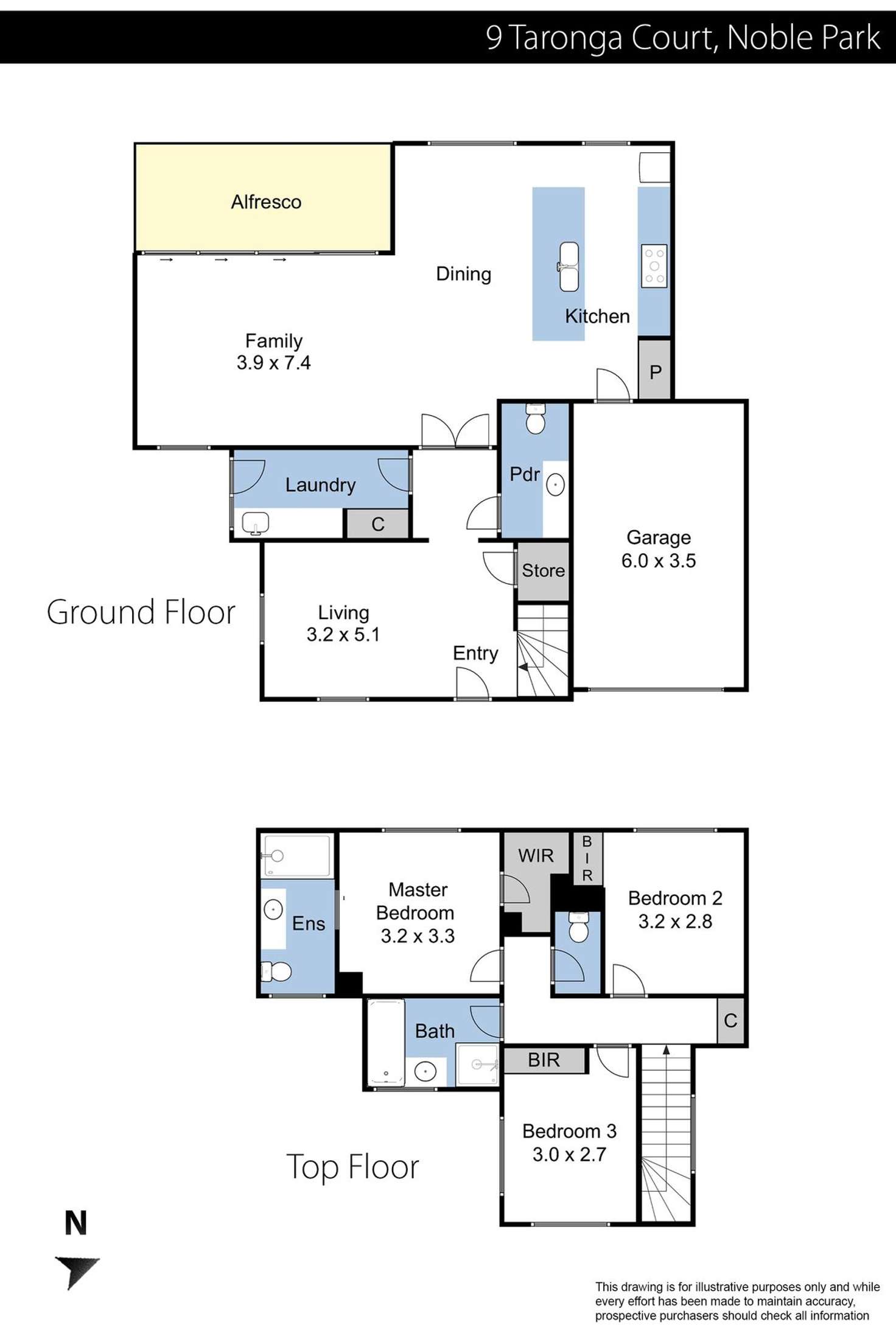 Floorplan of Homely townhouse listing, 9 Taronga Court, Noble Park VIC 3174