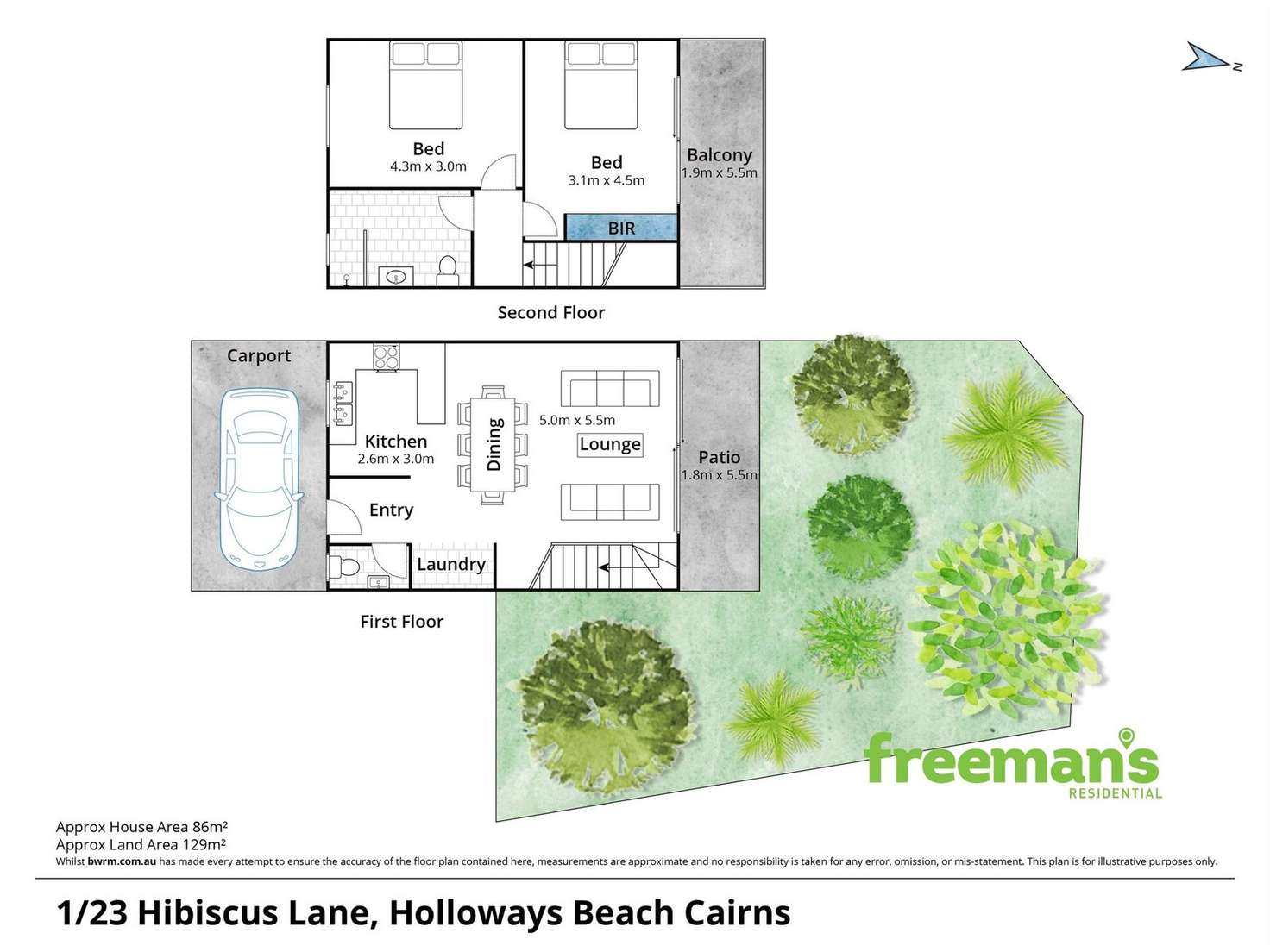 Floorplan of Homely townhouse listing, 1/23 Hibiscus Lane, Holloways Beach QLD 4878