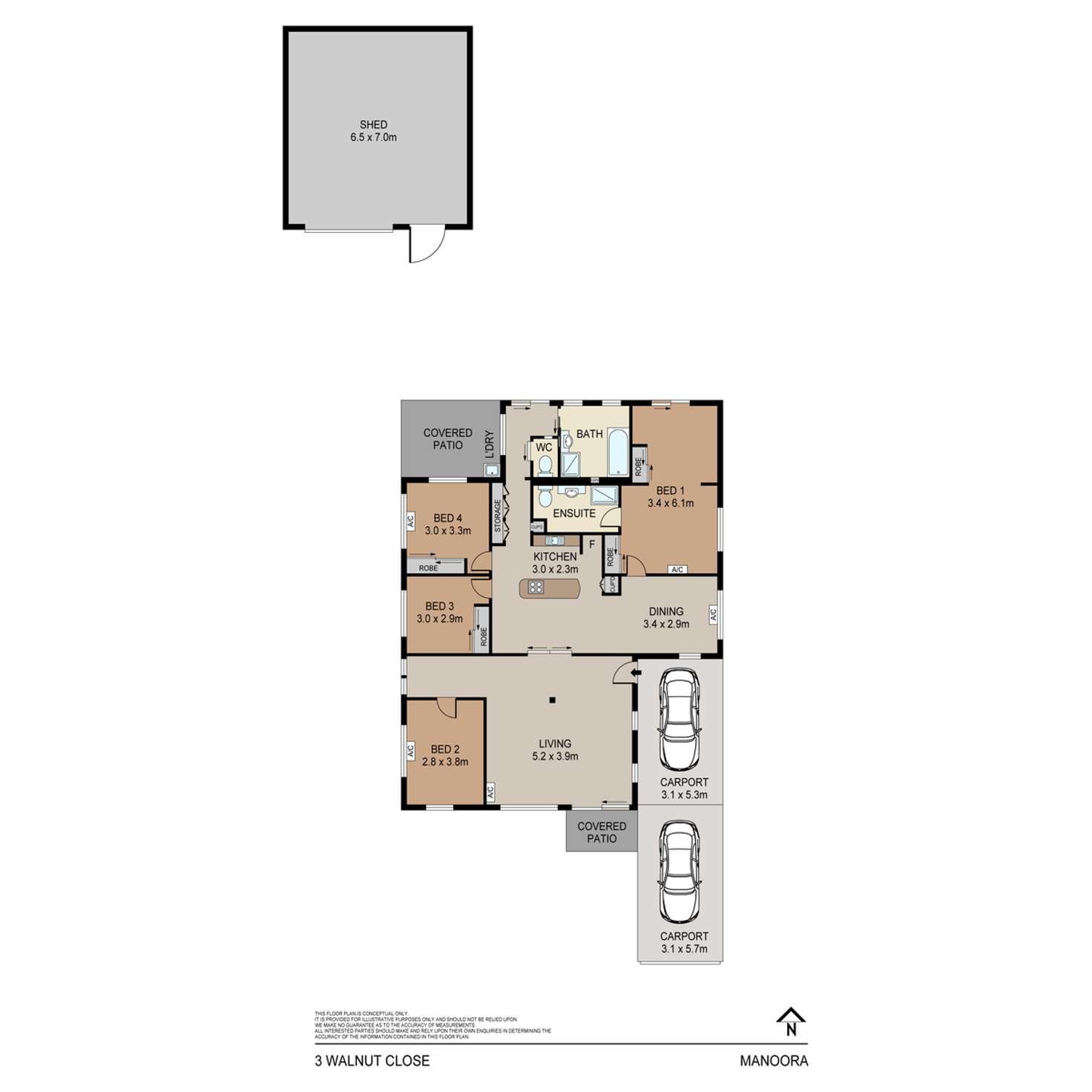 Floorplan of Homely house listing, 3 Walnut Close, Manoora QLD 4870