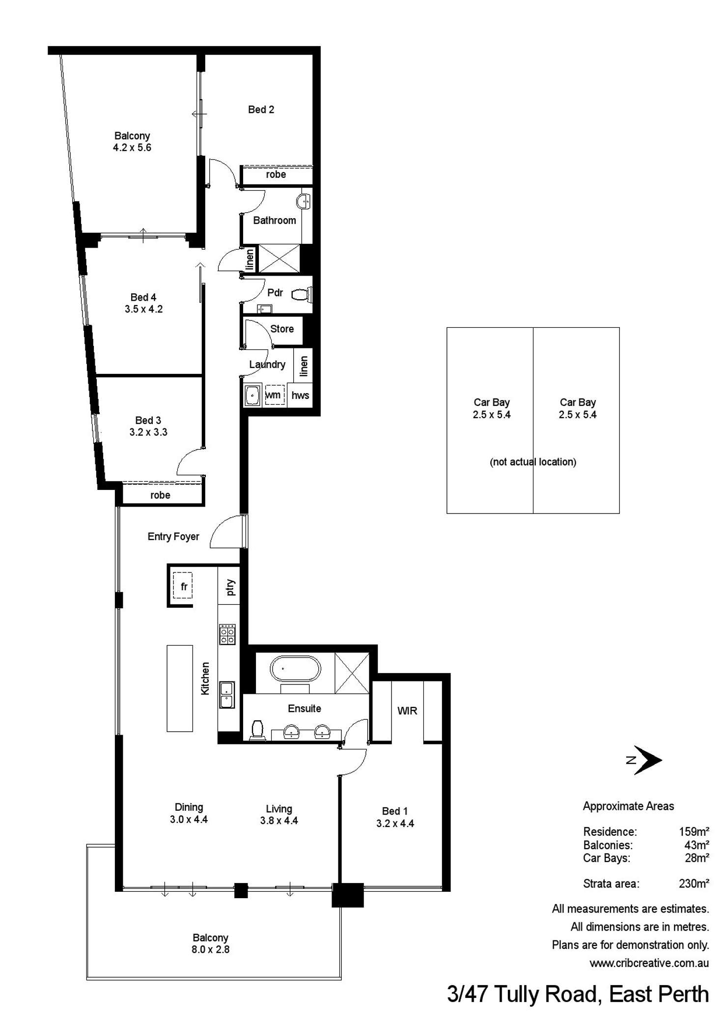 Floorplan of Homely apartment listing, 3/47 Tully Road, East Perth WA 6004