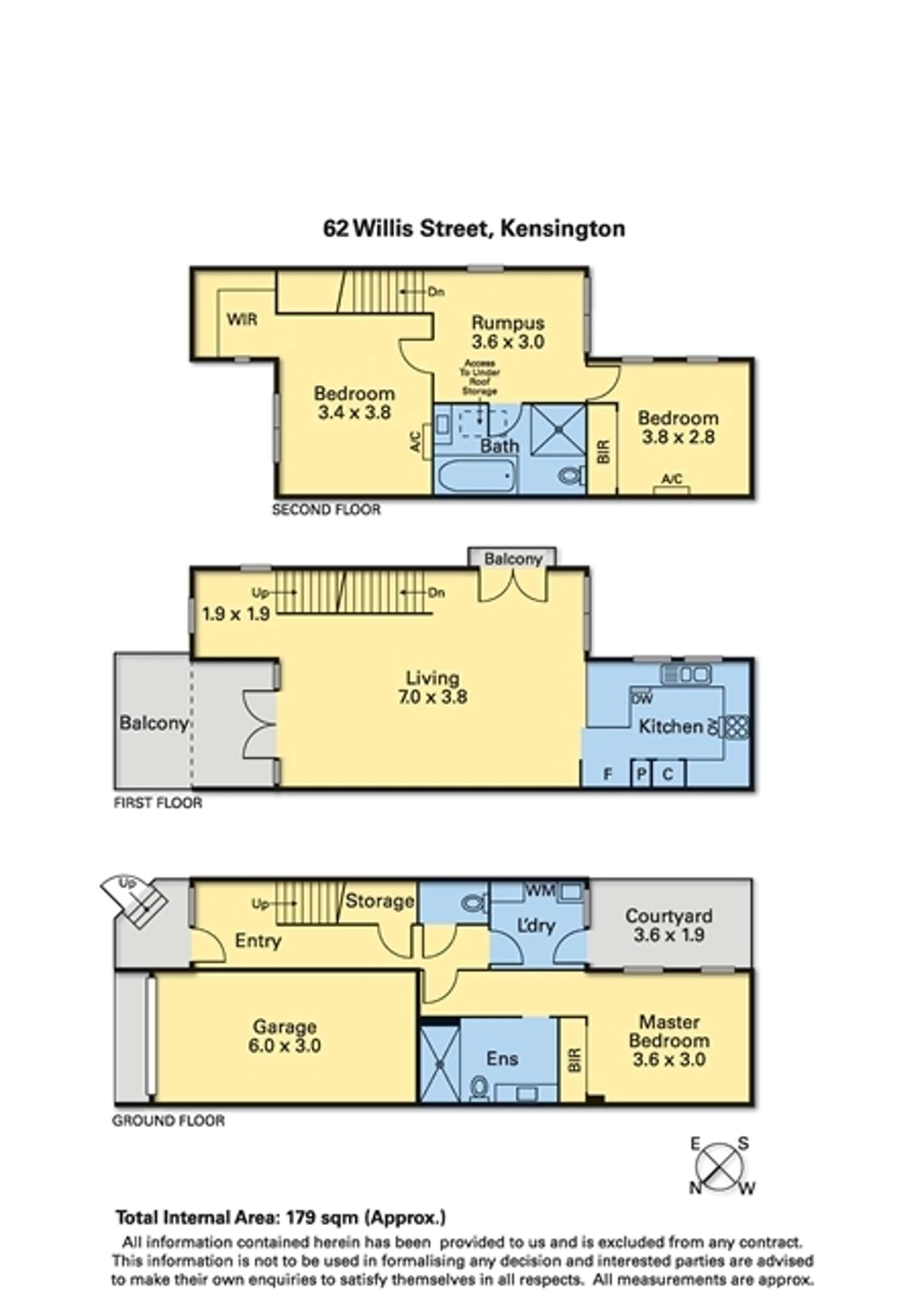 Floorplan of Homely townhouse listing, 62 Willis Street, Kensington VIC 3031