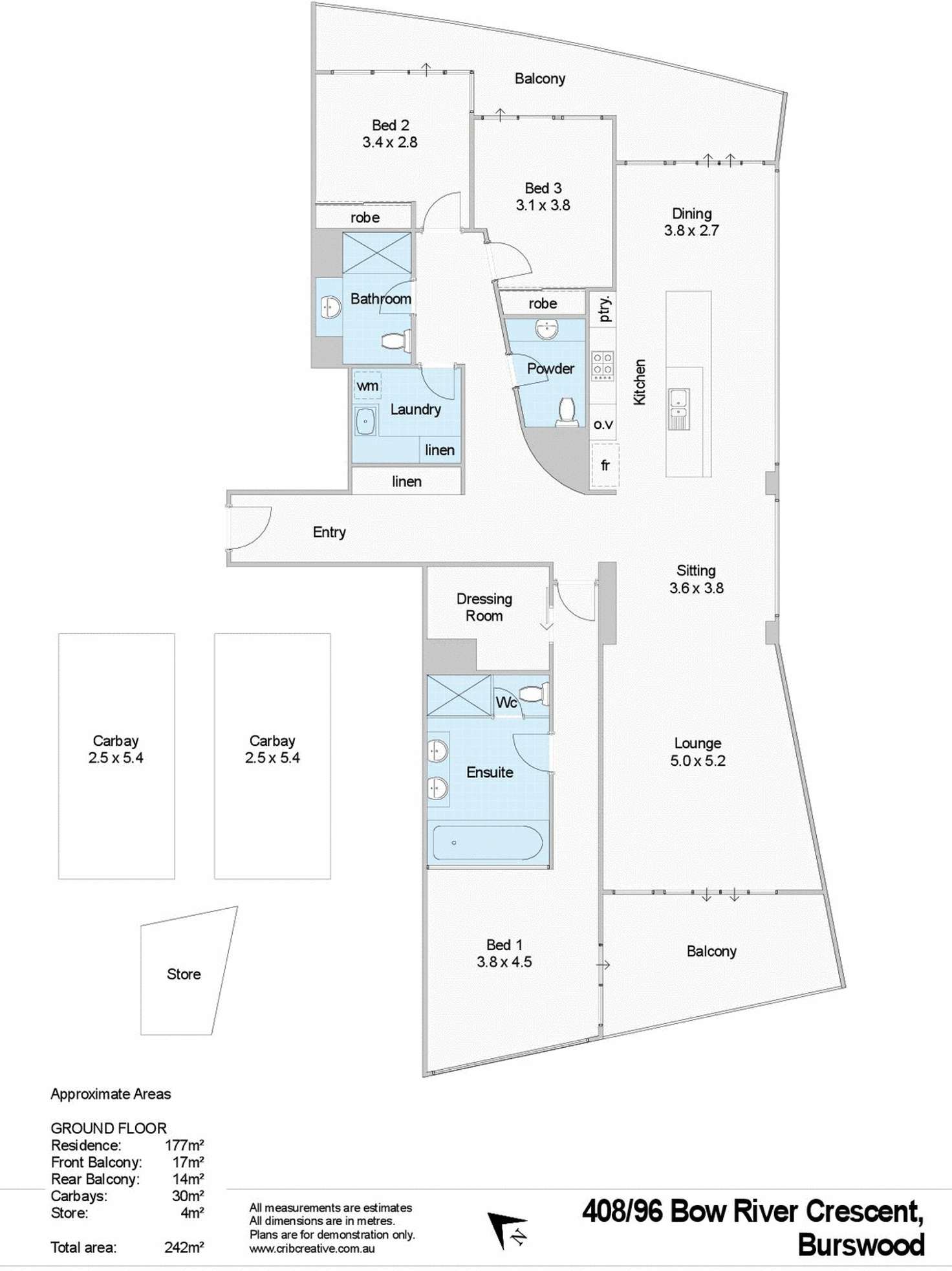 Floorplan of Homely apartment listing, 408/96 Bow River Crescent, Burswood WA 6100