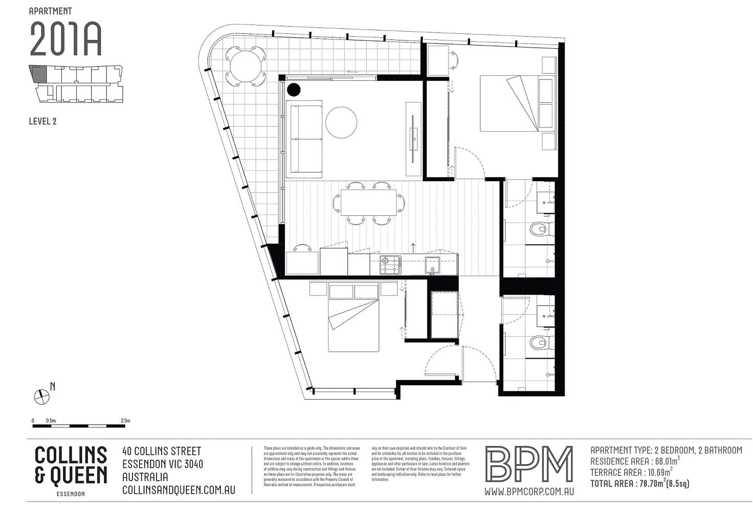 Floorplan of Homely apartment listing, 201/40 Collins Street, Essendon VIC 3040