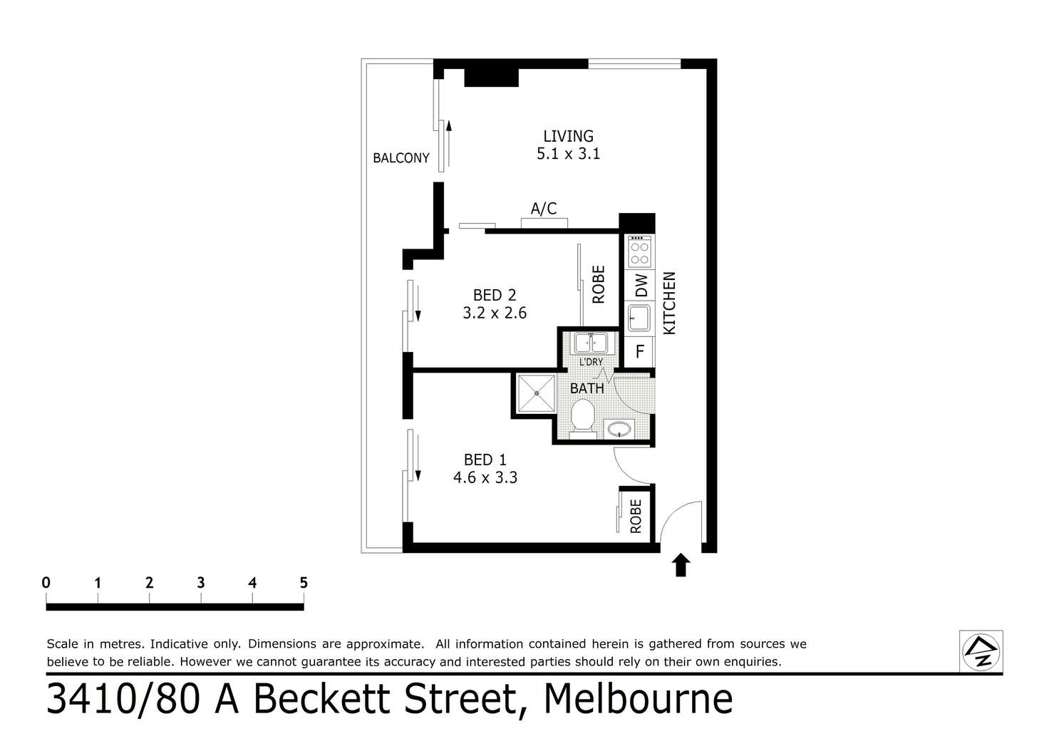 Floorplan of Homely apartment listing, 3410/80 Abeckett Street, Melbourne VIC 3000