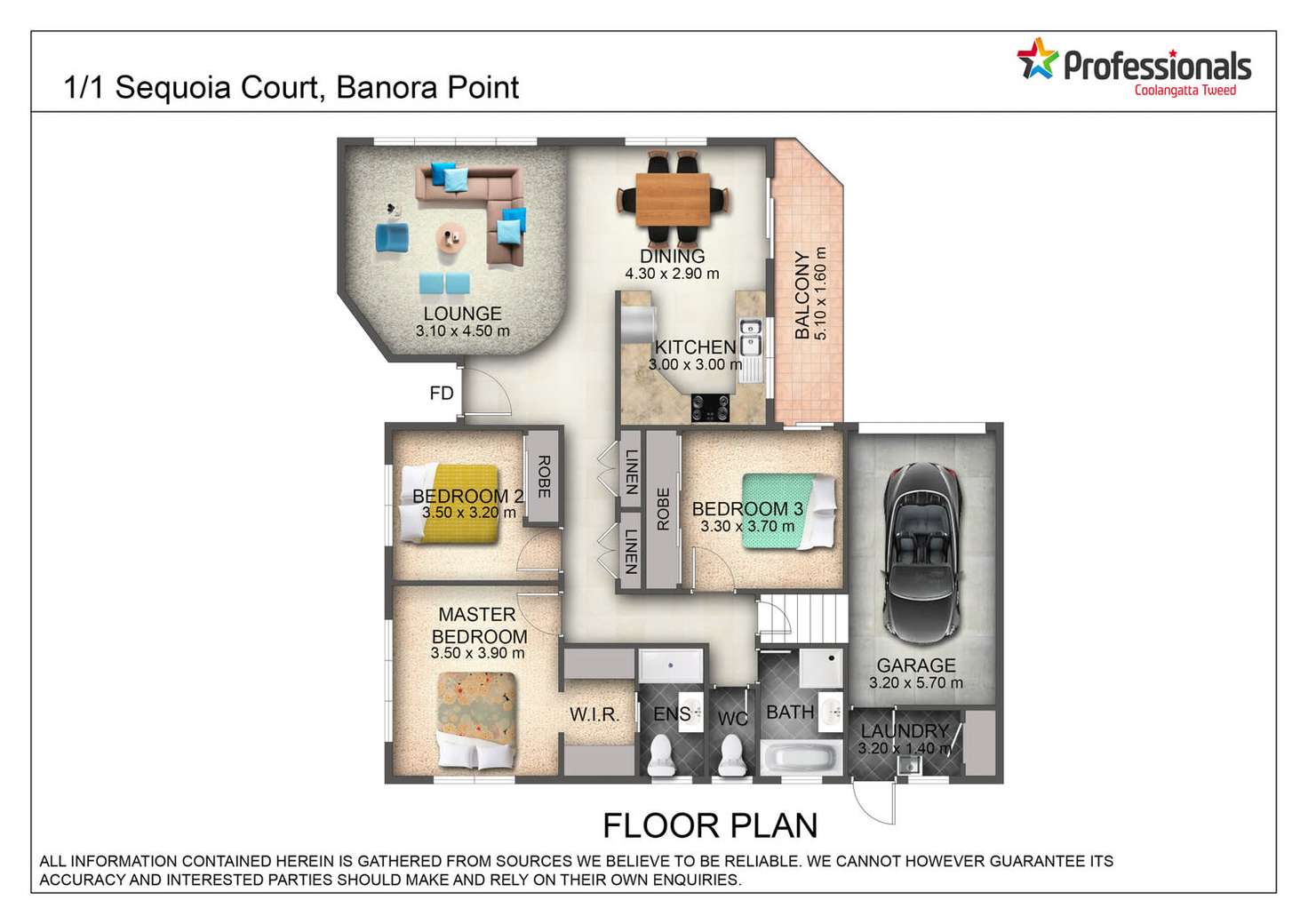 Floorplan of Homely semiDetached listing, 1/1 Sequoia Court, Banora Point NSW 2486