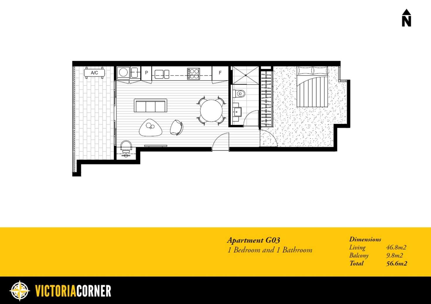 Floorplan of Homely apartment listing, G03/27-29 Victoria Street, Footscray VIC 3011