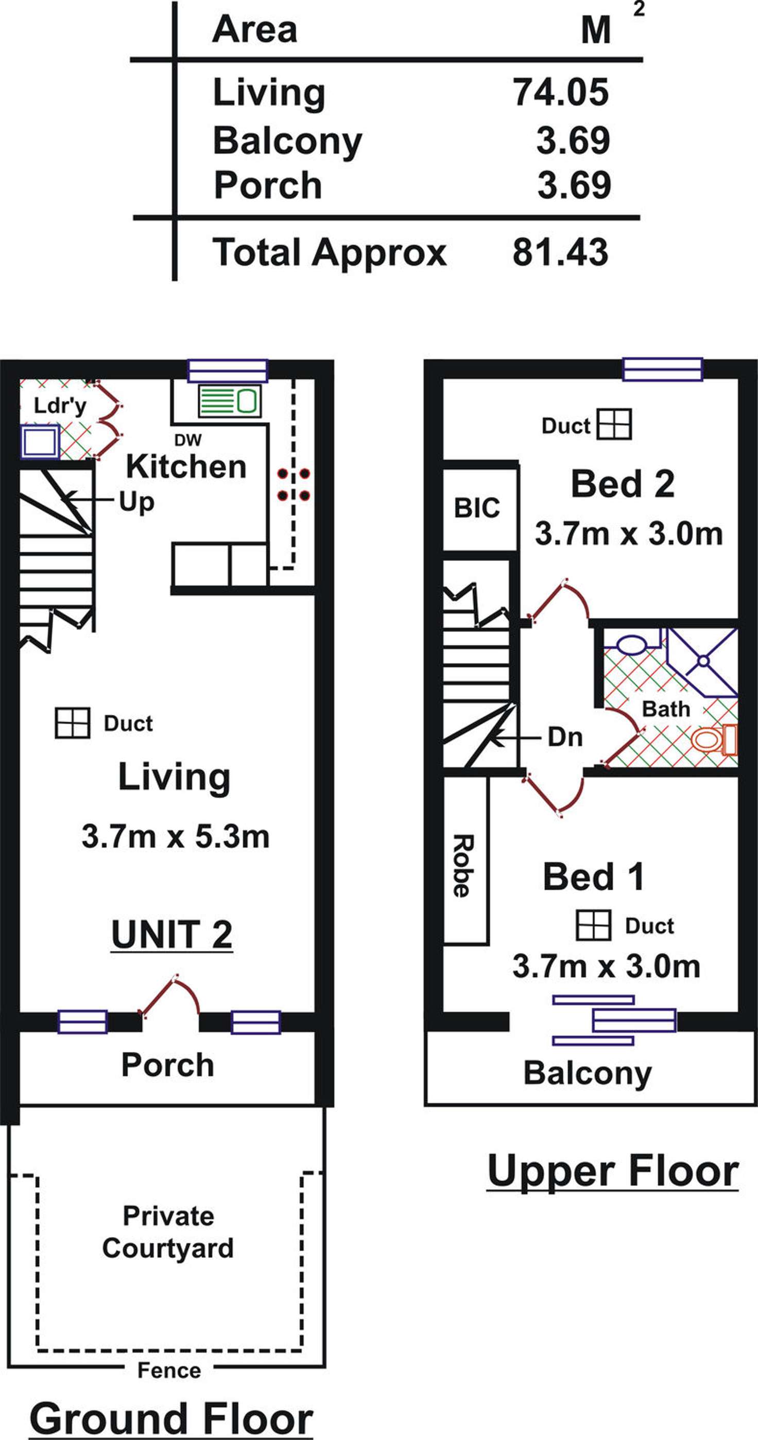 Floorplan of Homely townhouse listing, 2/5 Birch Crescent, Tonsley SA 5042