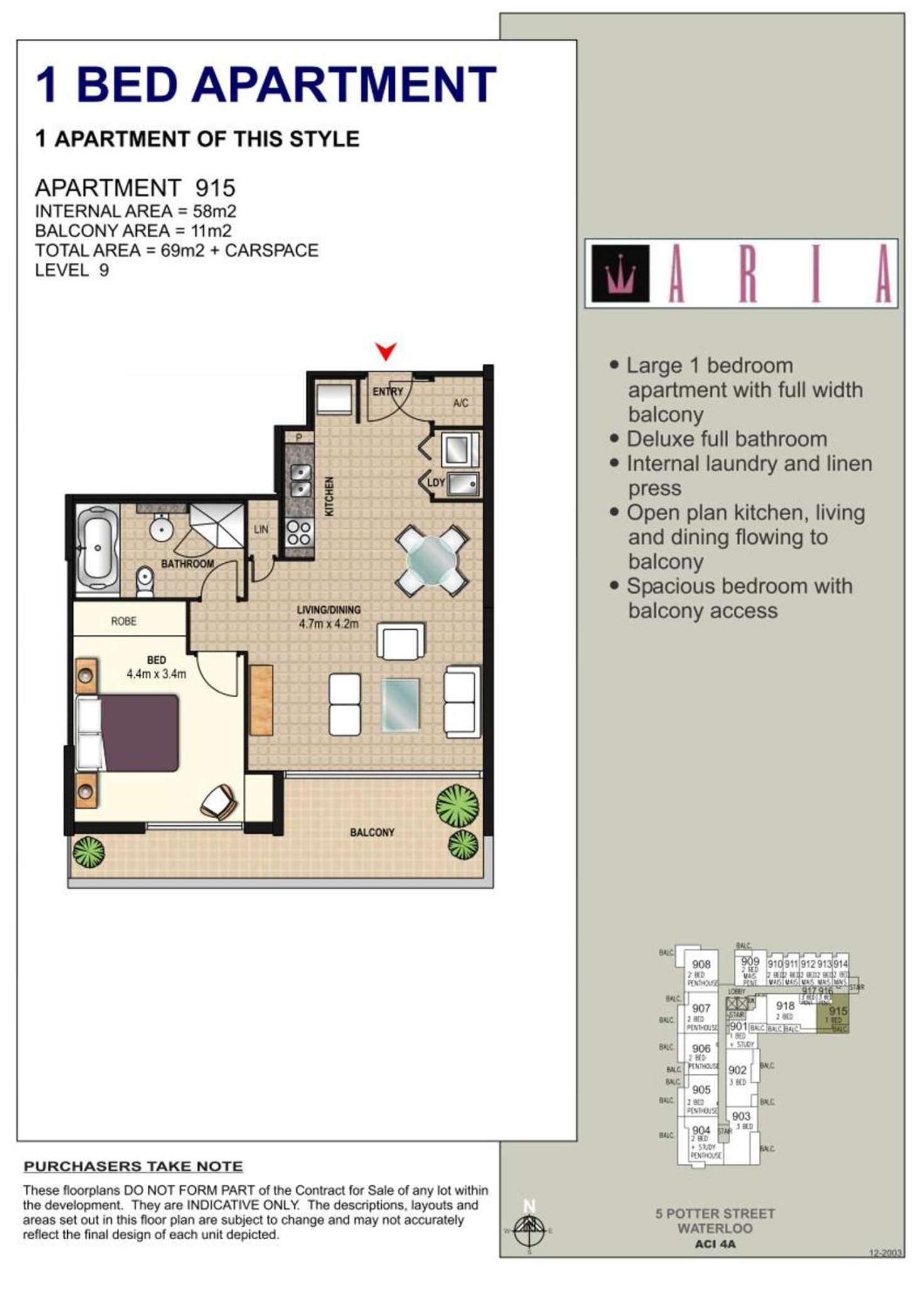 Floorplan of Homely apartment listing, 915/5 Potter Street, Waterloo NSW 2017