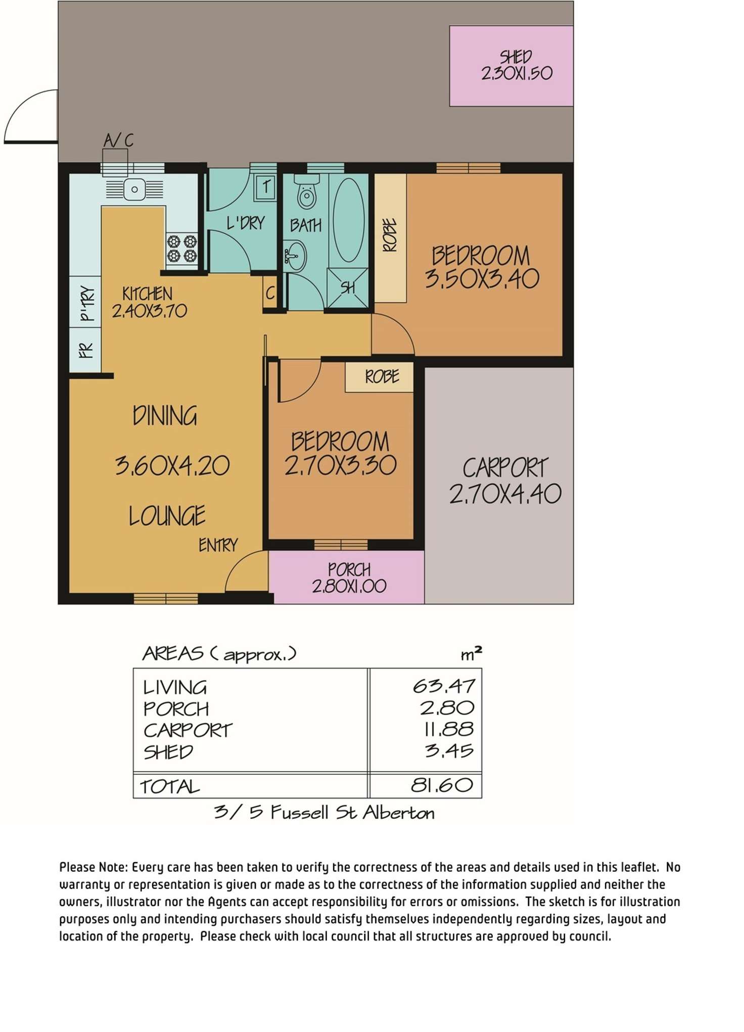 Floorplan of Homely unit listing, 3/5-7 Fussell Place, Alberton SA 5014