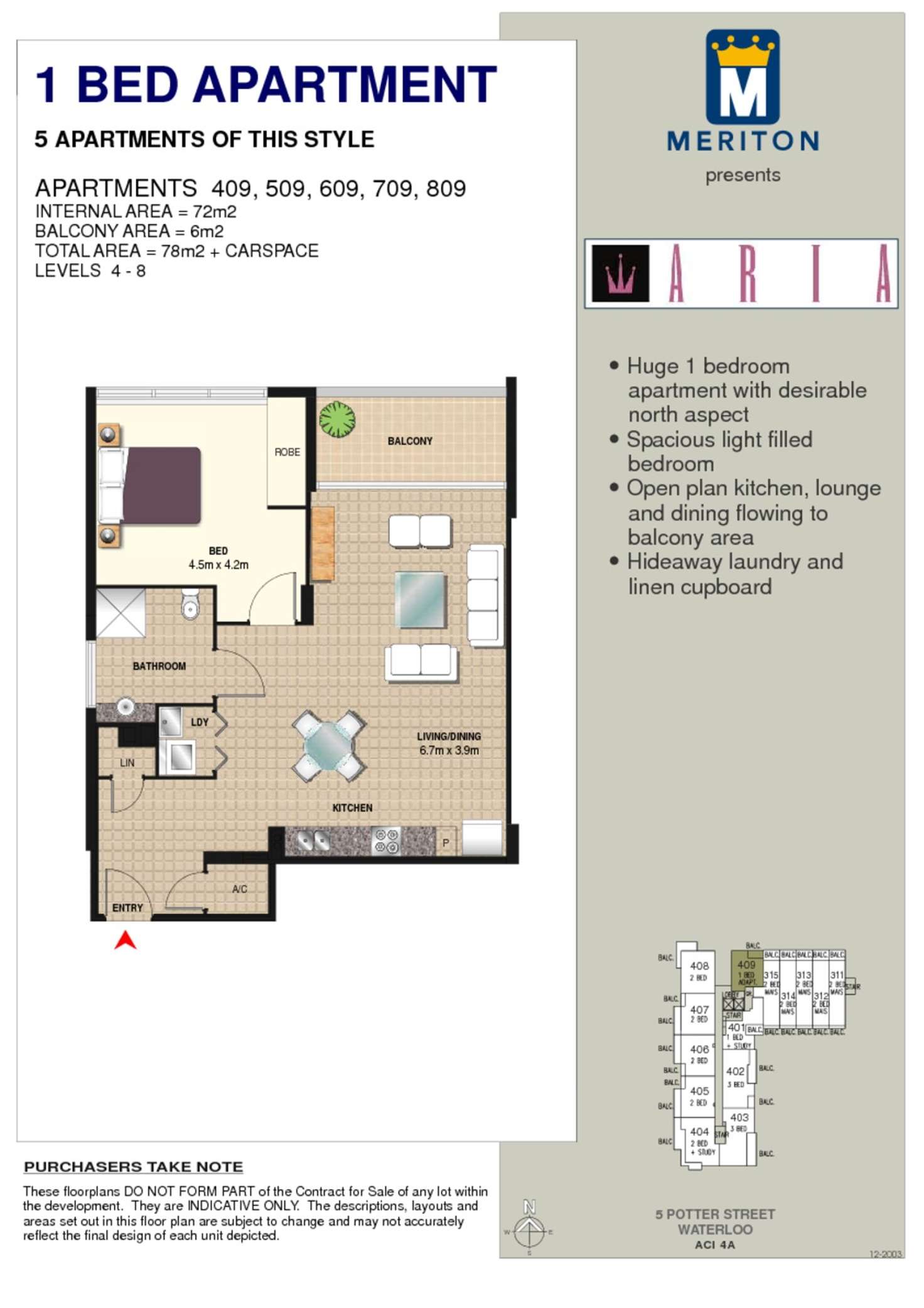 Floorplan of Homely apartment listing, 709/5 Potter Street, Waterloo NSW 2017