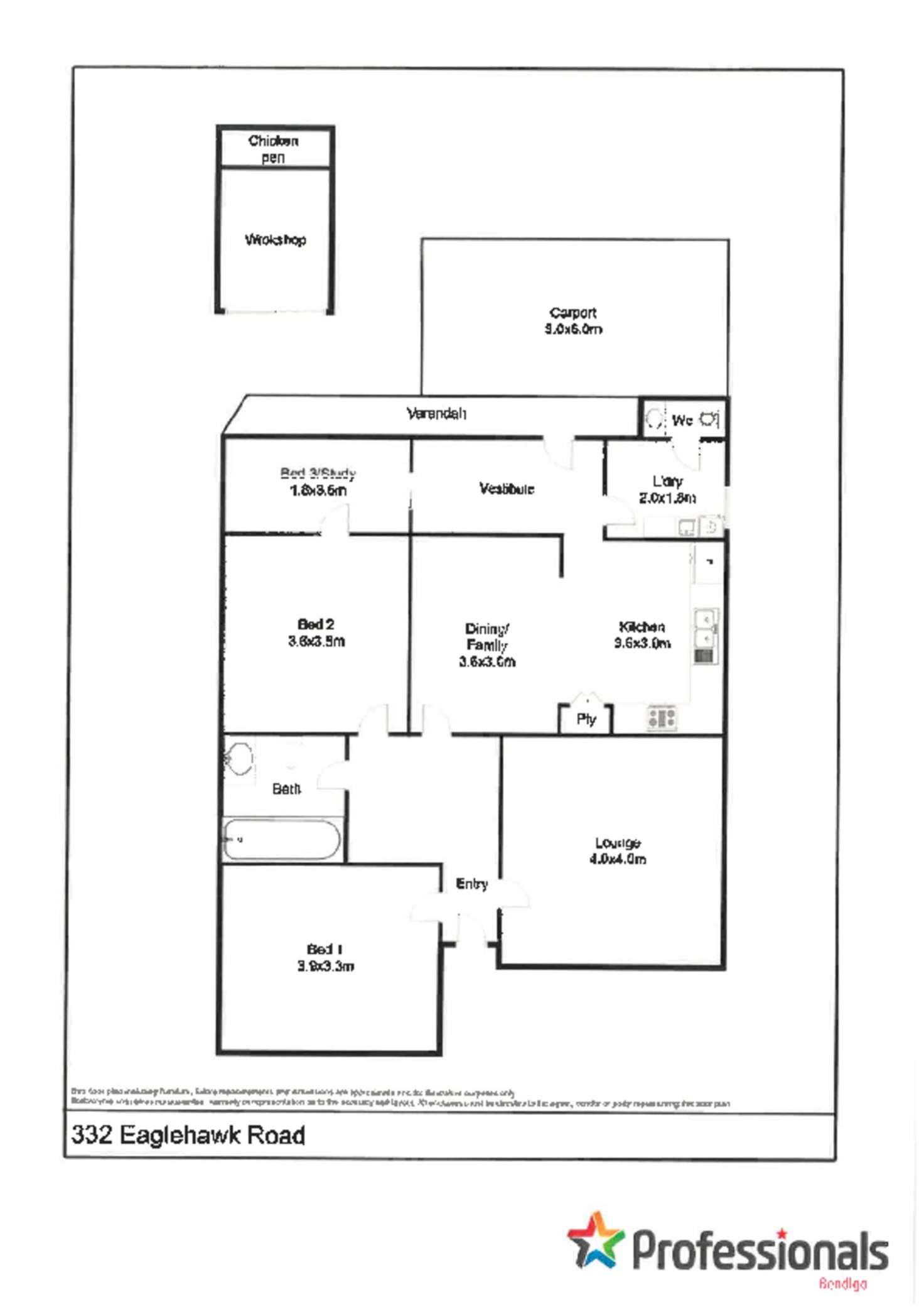 Floorplan of Homely house listing, 332 Eaglehawk Road, California Gully VIC 3556