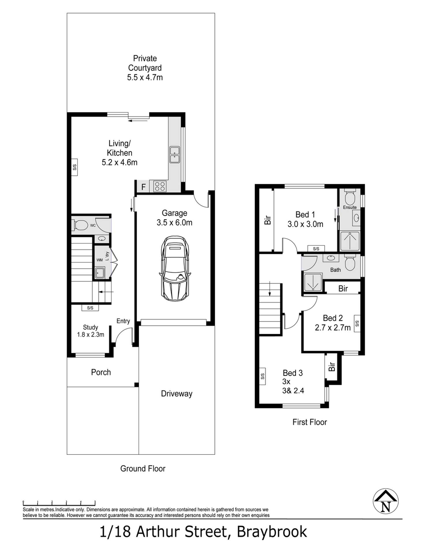 Floorplan of Homely townhouse listing, 1 & 2/18 Arthur Street, Braybrook VIC 3019