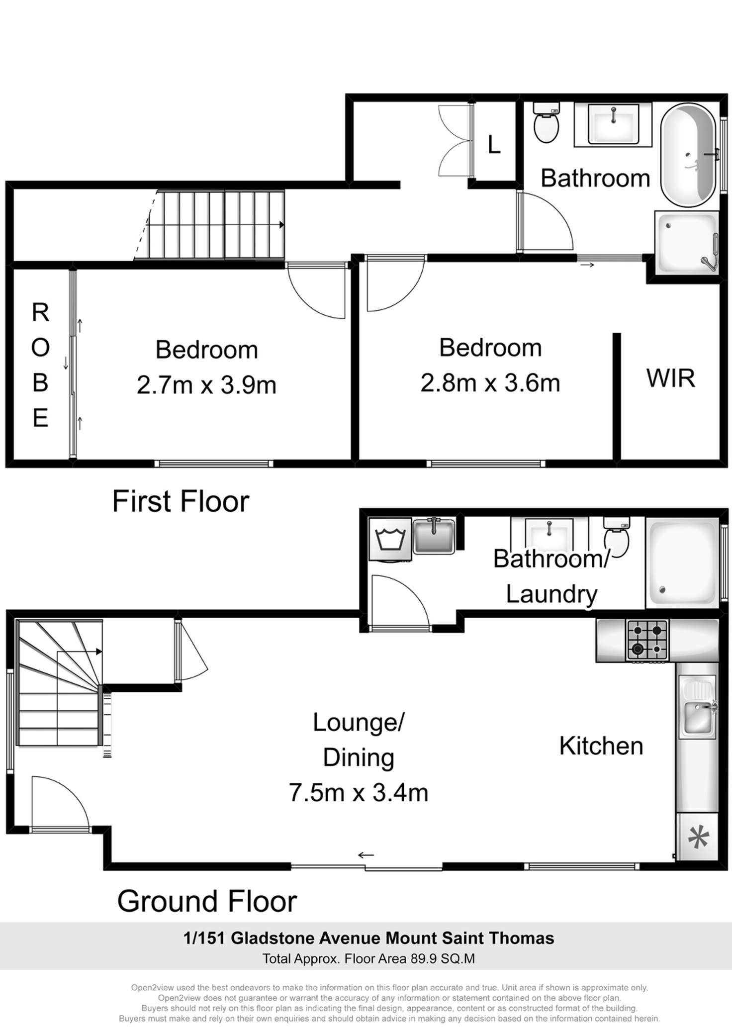 Floorplan of Homely townhouse listing, 1/151 Gladstone Avenue, Mount Saint Thomas NSW 2500