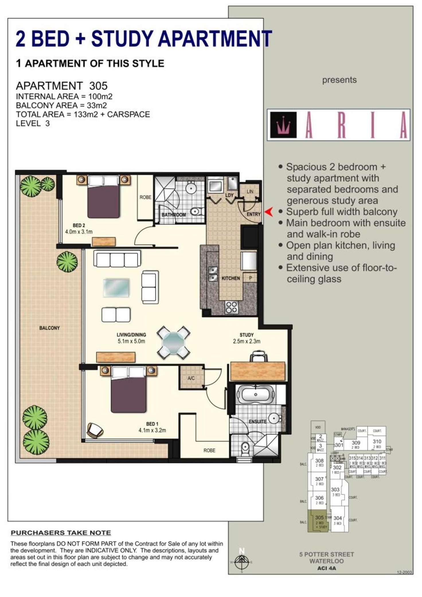 Floorplan of Homely apartment listing, 305/5 Potter Street, Waterloo NSW 2017