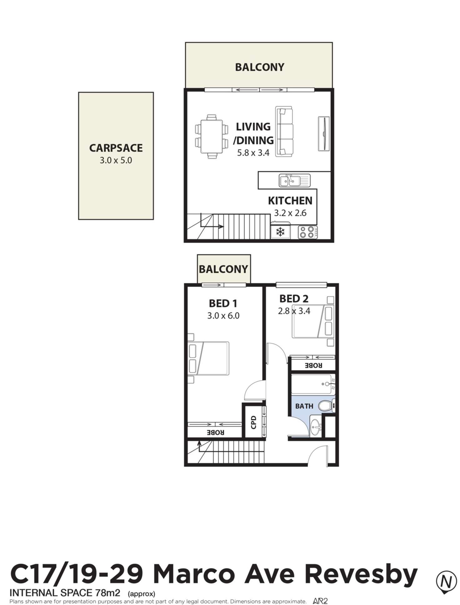 Floorplan of Homely unit listing, C17/19-29 Marco Avenue, Revesby NSW 2212